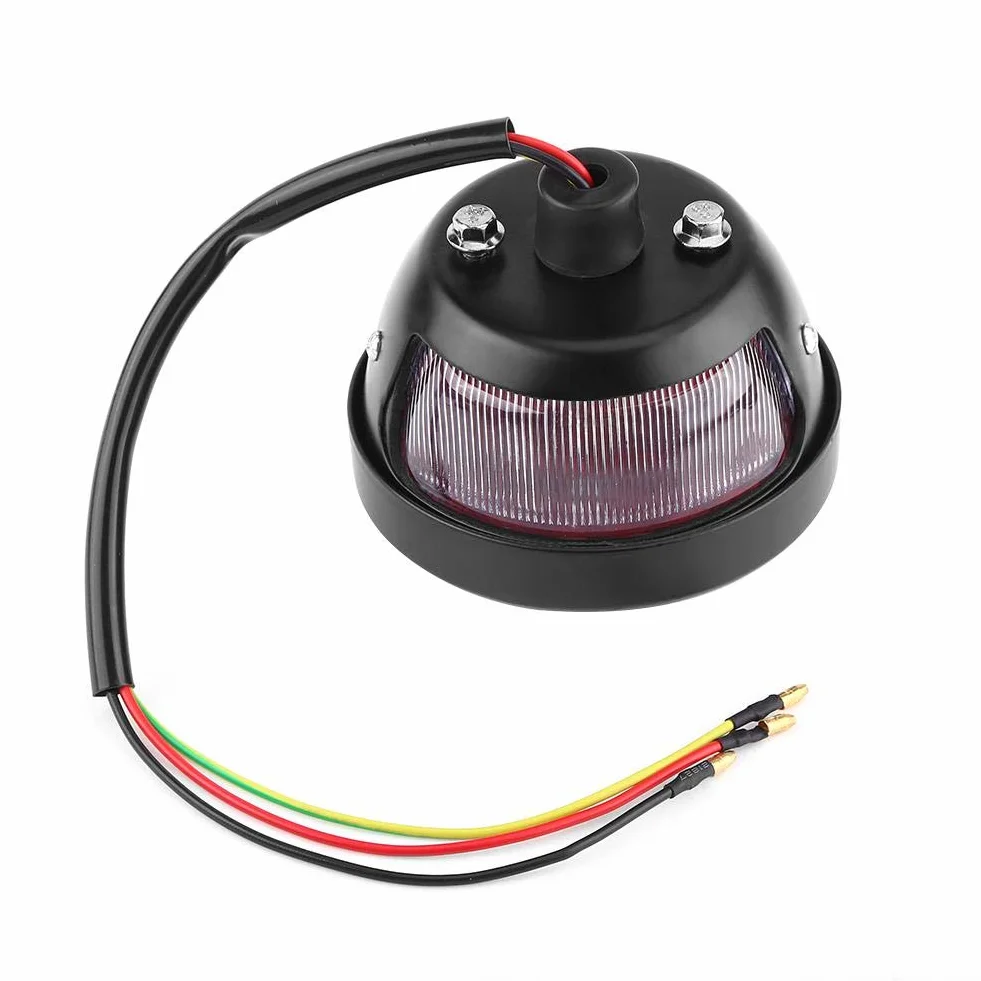 KIMISS Tylne Światło STOP LED Okrągłe Czarne Wodoodporne do Motocykli Bobber Chopper
