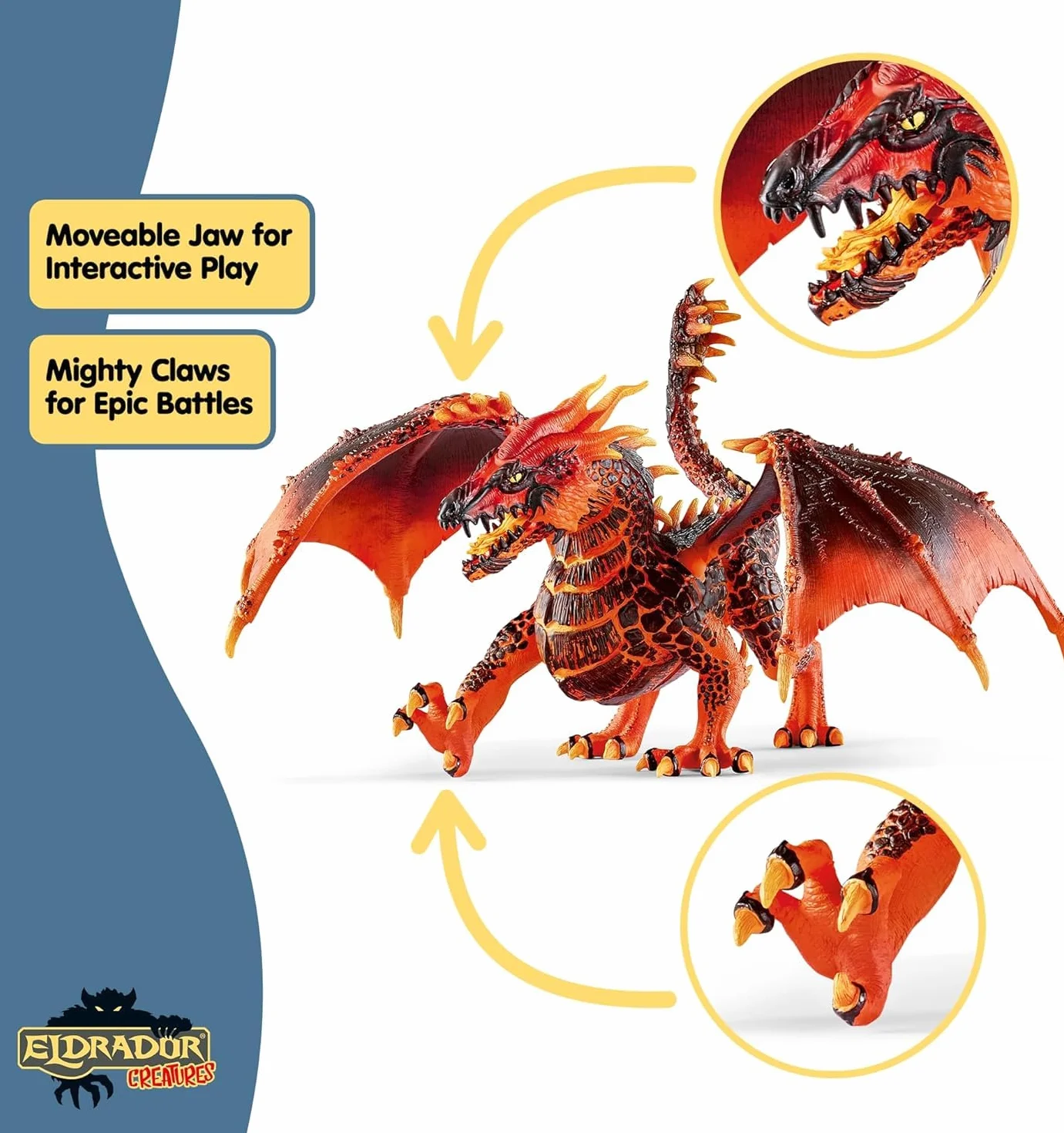schleich ELDRADOR CREATURES | Magmowy smok 70138 | Figurka potwora schleich z ruchomą szczęką i skrzydłami | świetny prezent dla dzieci od 7 lat | 20 x 14 x 15 cm