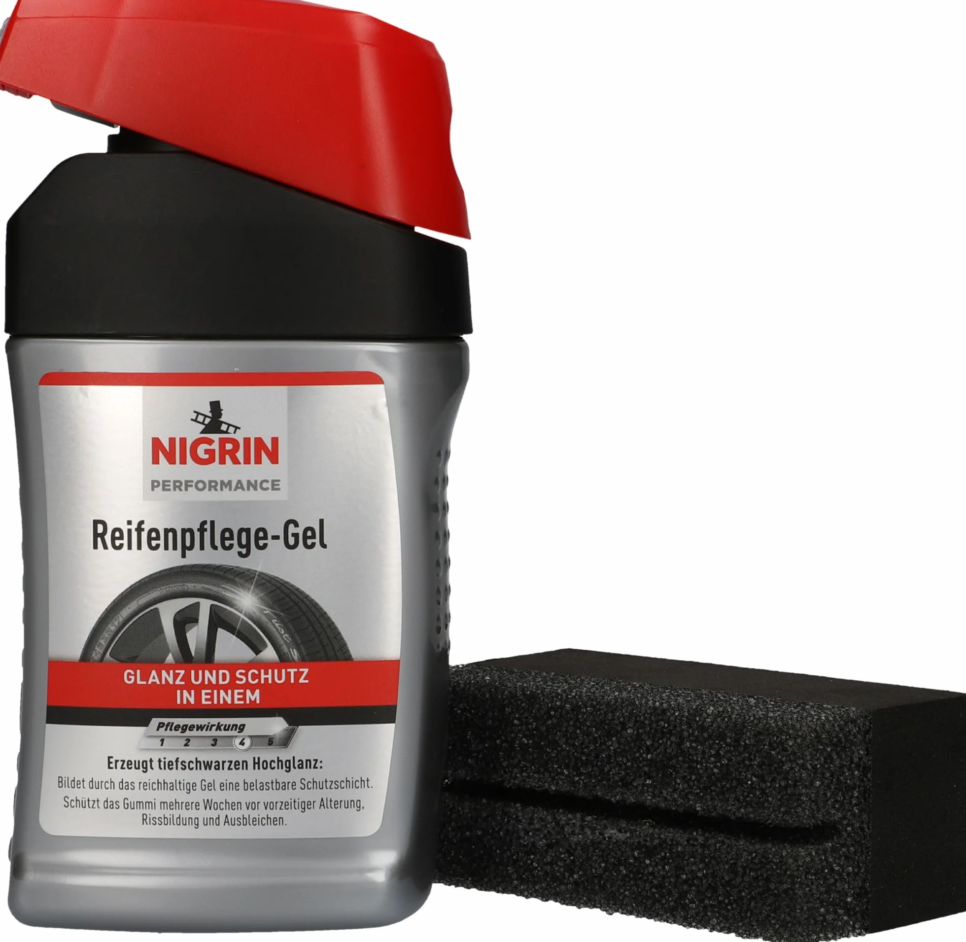 NIGRIN Żel do opon 300 ml chroni przed UV brudem solą z gąbką nakładania