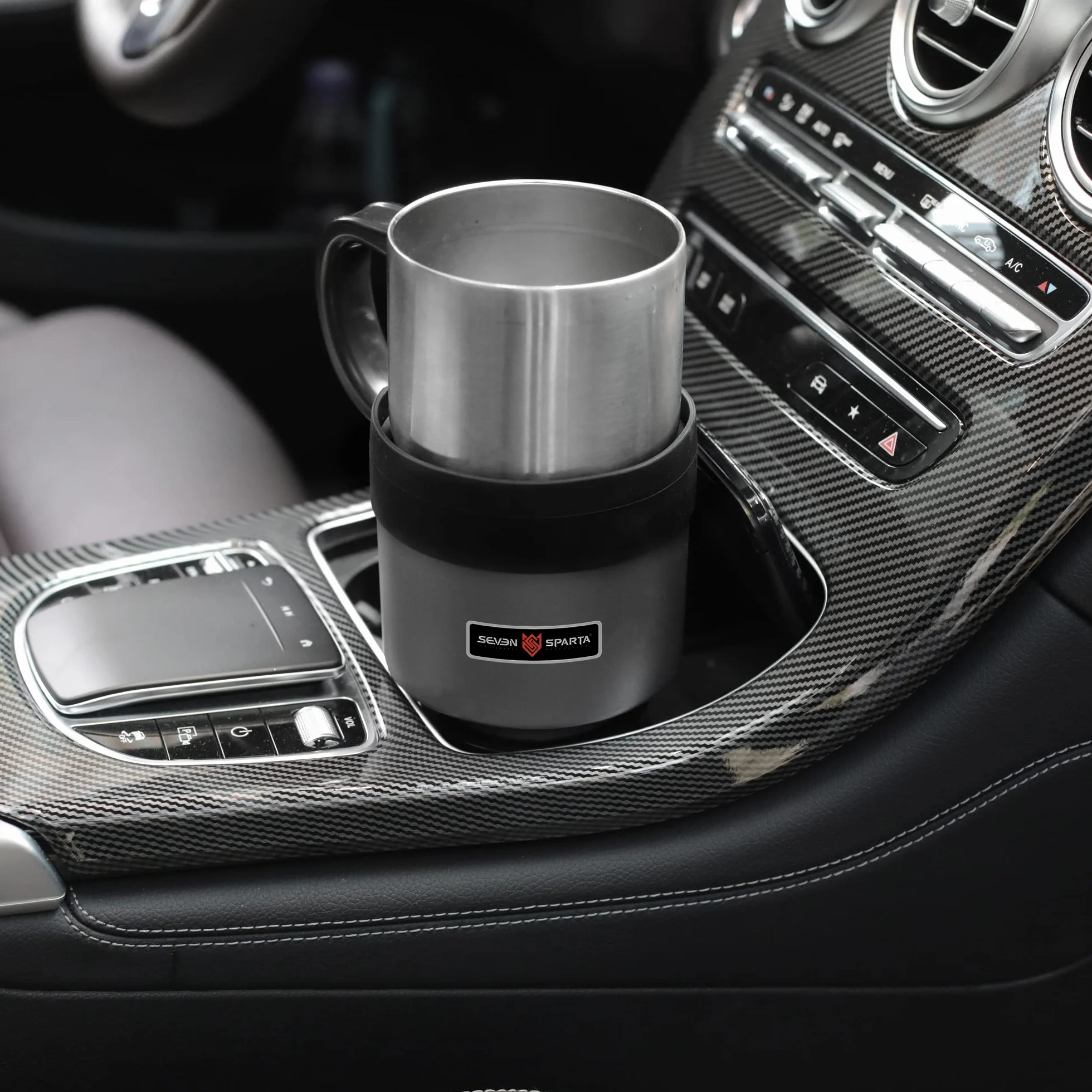 Seven Sparta Samochodowy organizer na kubki z regulowaną podstawą kompatybilny z butelkami 32/40 uncji Yeti 20/26/30 uncji 8,6-9,7 cm