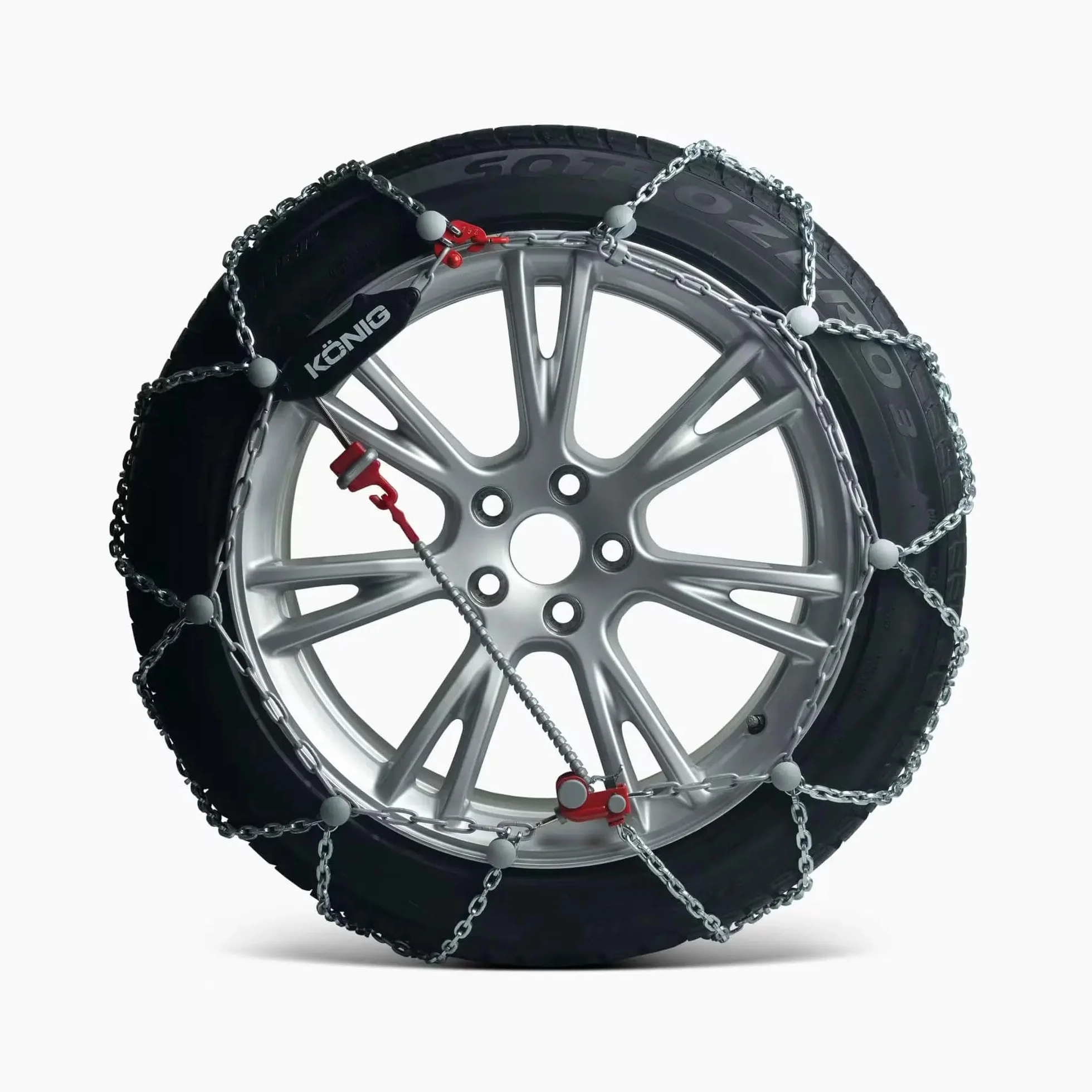 König XG-12 Pro 252 łańcuchy śniegowe do kół Tesla Model Y, 19", certyfikat TÜV