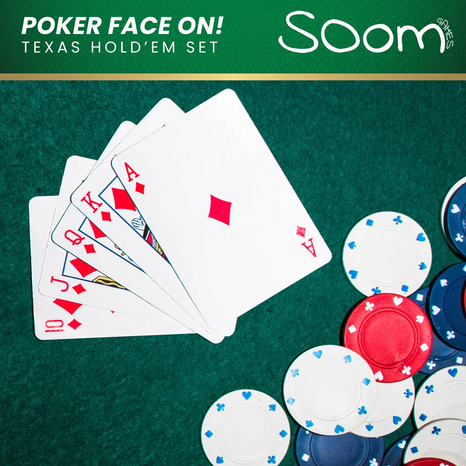 Zestaw do pokera dla 2-4 graczy, zawiera 110 żetonów, przyciski Big Blind i Small Blind, przycisk dealera, karty do gry Texas Holdem, kompletny zestaw do pokera
