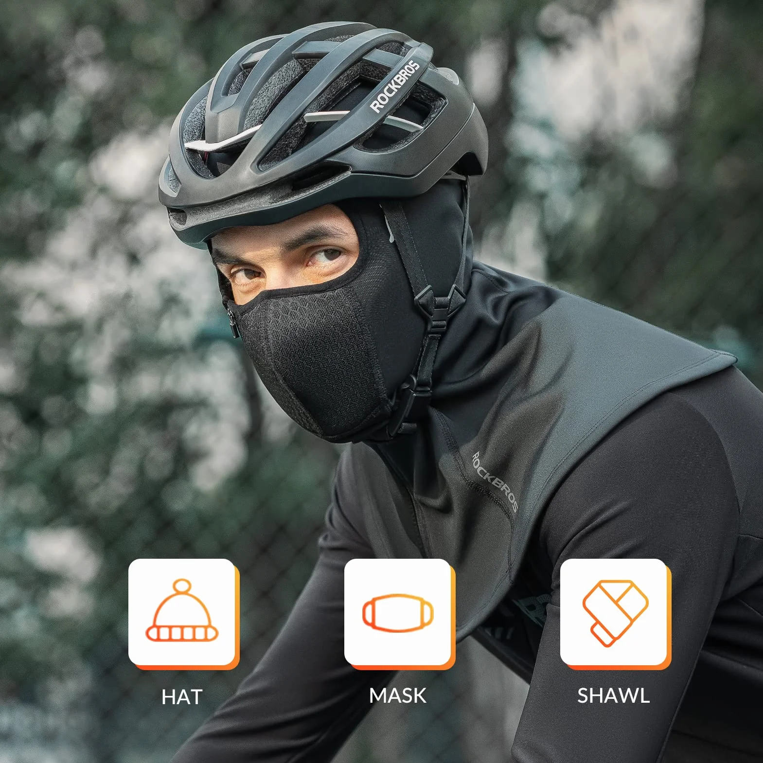 ROCKBROS Kominiarka Motocyklowa Zimowa Maska Narciarska Oddychająca Wiatroszczelna 54-63 cm