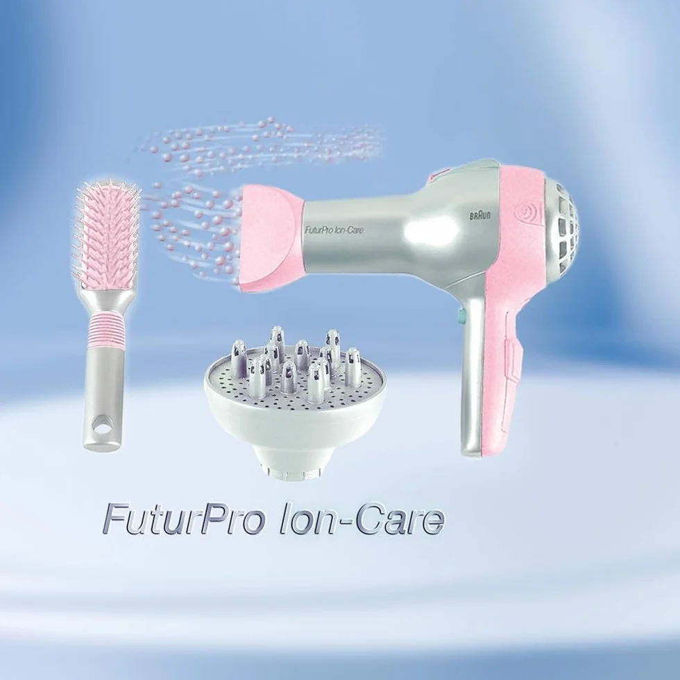Theo Klein 5850 Braun Hair Dryer I Children's Hair Dryer Incl Brush and Diffuser Attachment I Toys for Children Aged 3 and over