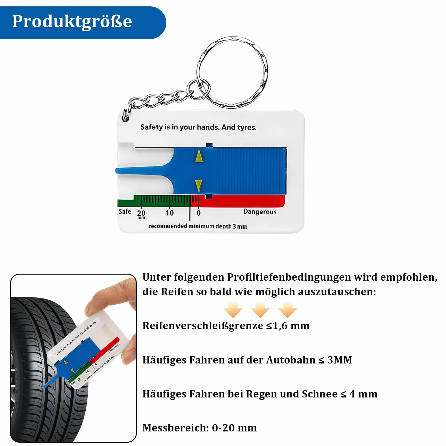 Miernik głębokości bieżnika, do opon 0-20 mm, tworzywo sztuczne, głębokościomierz, opony, przenośny, głębokościomierz, głębokościomierz, głębokość bieżnika, miernik głębokości profilu, do motocykli,