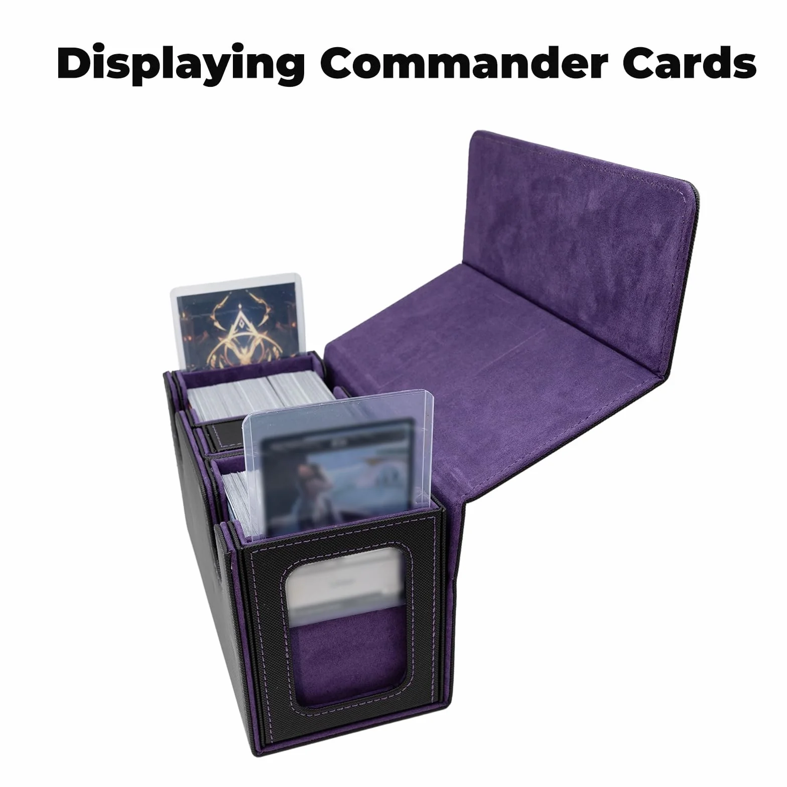 MTG Commander Deck Box miejsce na 200+ kart, 3 w 1, mocny magnetyczny organizer na karty Magic Commander TCG CCG, 4 ścianki działowe (liliowy)