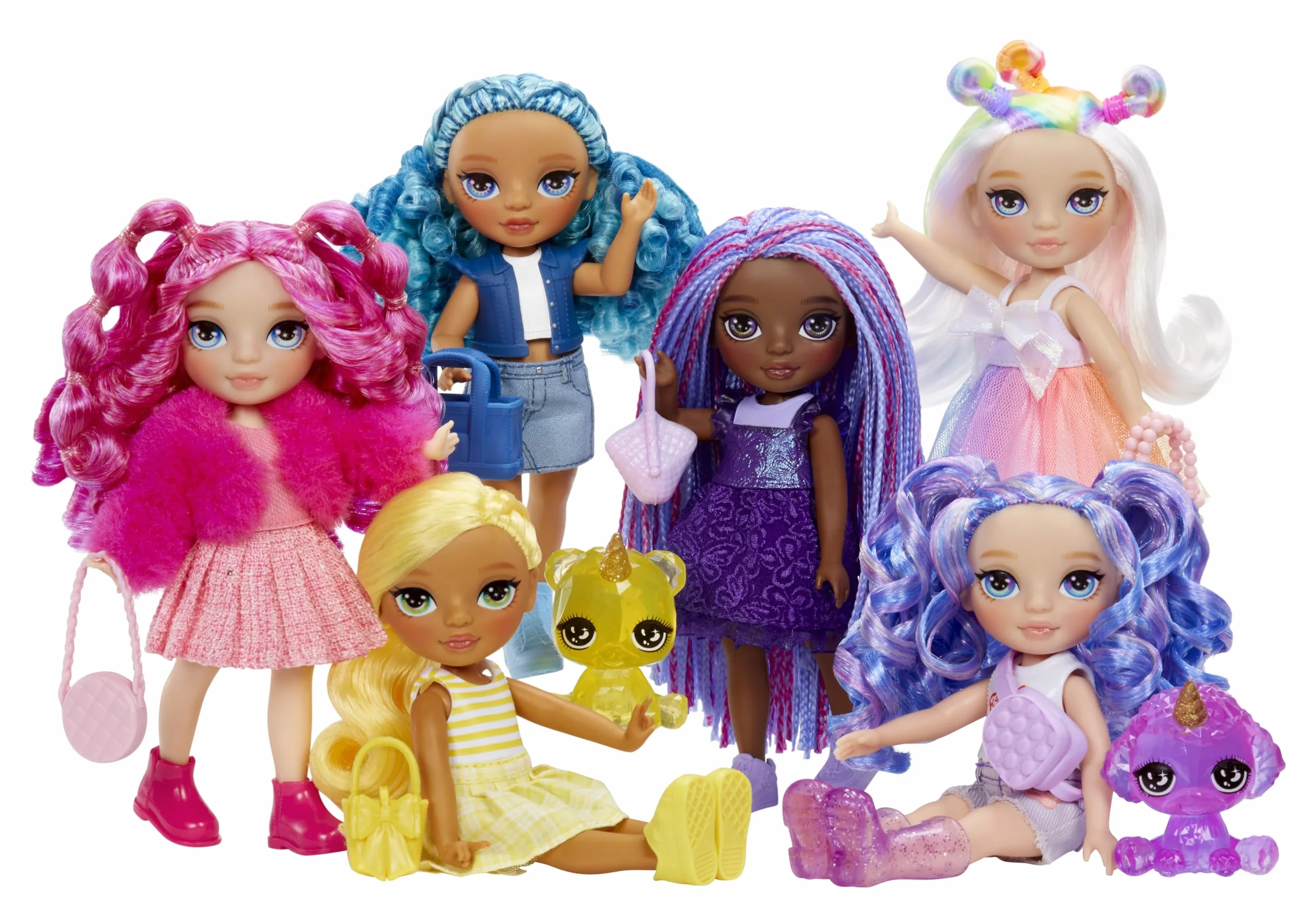 Rainbow High Littles - Magenta Monroe - Mała, Przegubowa Modna Lalka - 14 cm Różowa Lalka z Torebką i Magicznym Kotkiem - Odpowiednia dla Dzieci i Kolekcjonerów