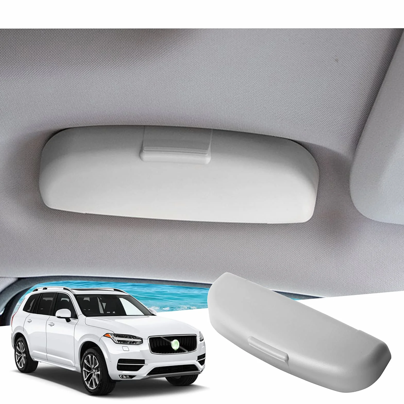 GAFAT Volvo XC40 XC60 XC90 V60 V90 S90 Samochodowy Uchwyt na Okulary Przeciwsłoneczne, Etui na Okulary do Wnętrza, Pudełko do Przechowywania, Organizer, Futerały na okulary (Szary)
