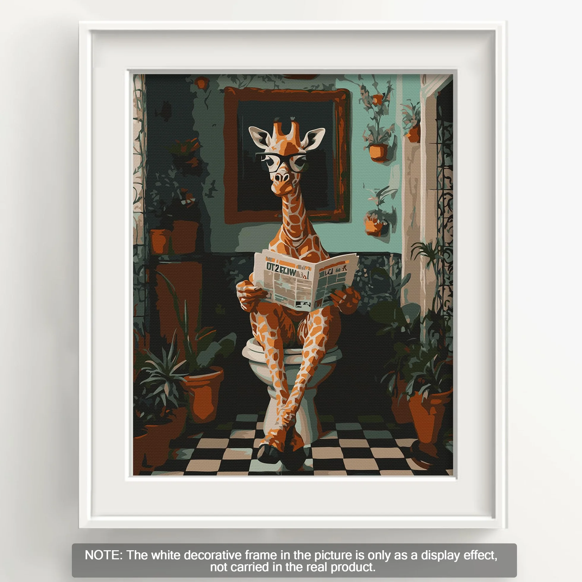 Bougimal Malowanie według numerów dorosłych zwierząt, zestaw do malowania według numerów z pędzlami i pigmentem akrylowym prezent, żyrafa, bez ramy 28 x 35 cm