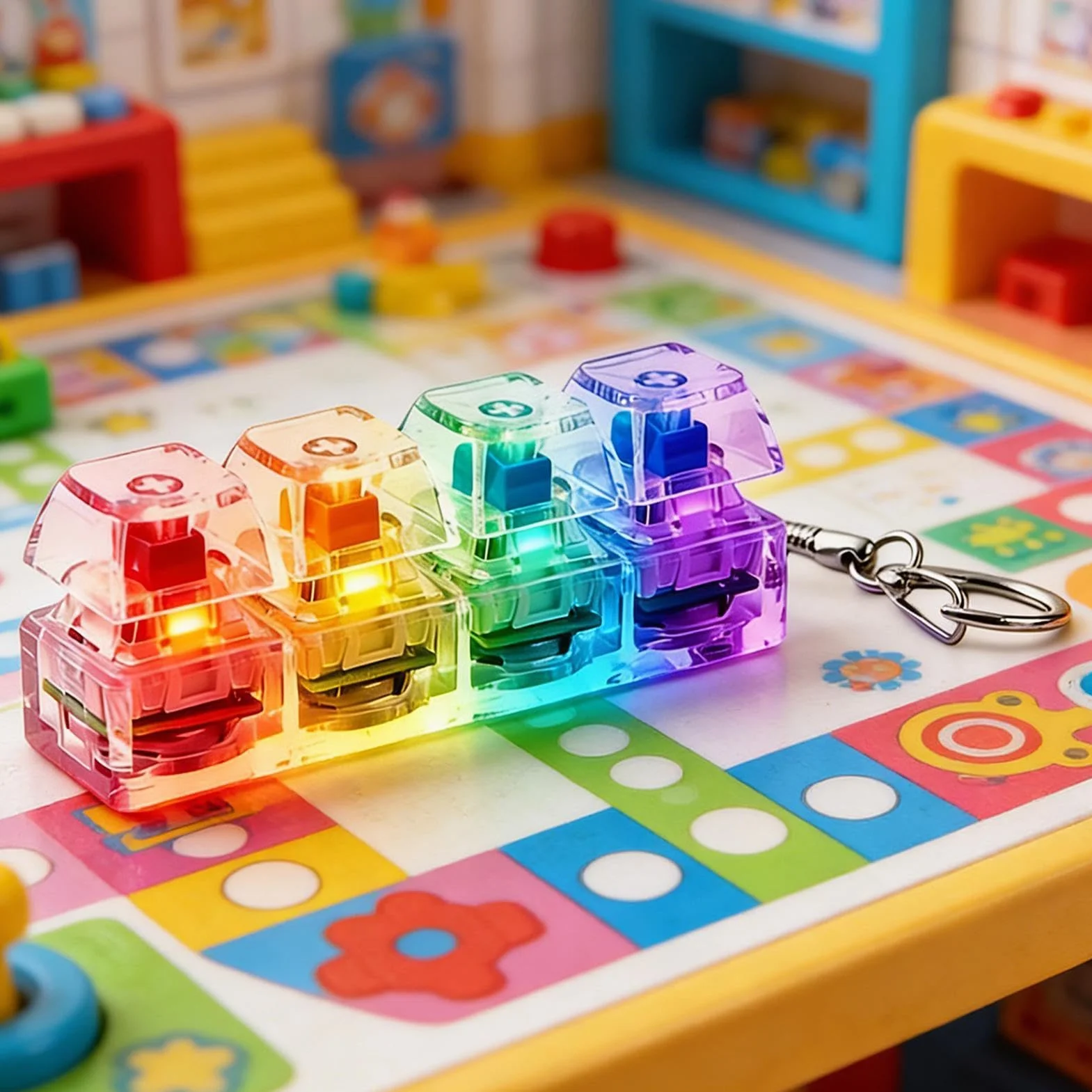Fidget Clicker do klawiatury – mechaniczny przycisk do dekompresji, świecąca, przenośna zabawka sensoryczna do podróży, brelok łagodzący stres, akcesoria do szkoły, pracy