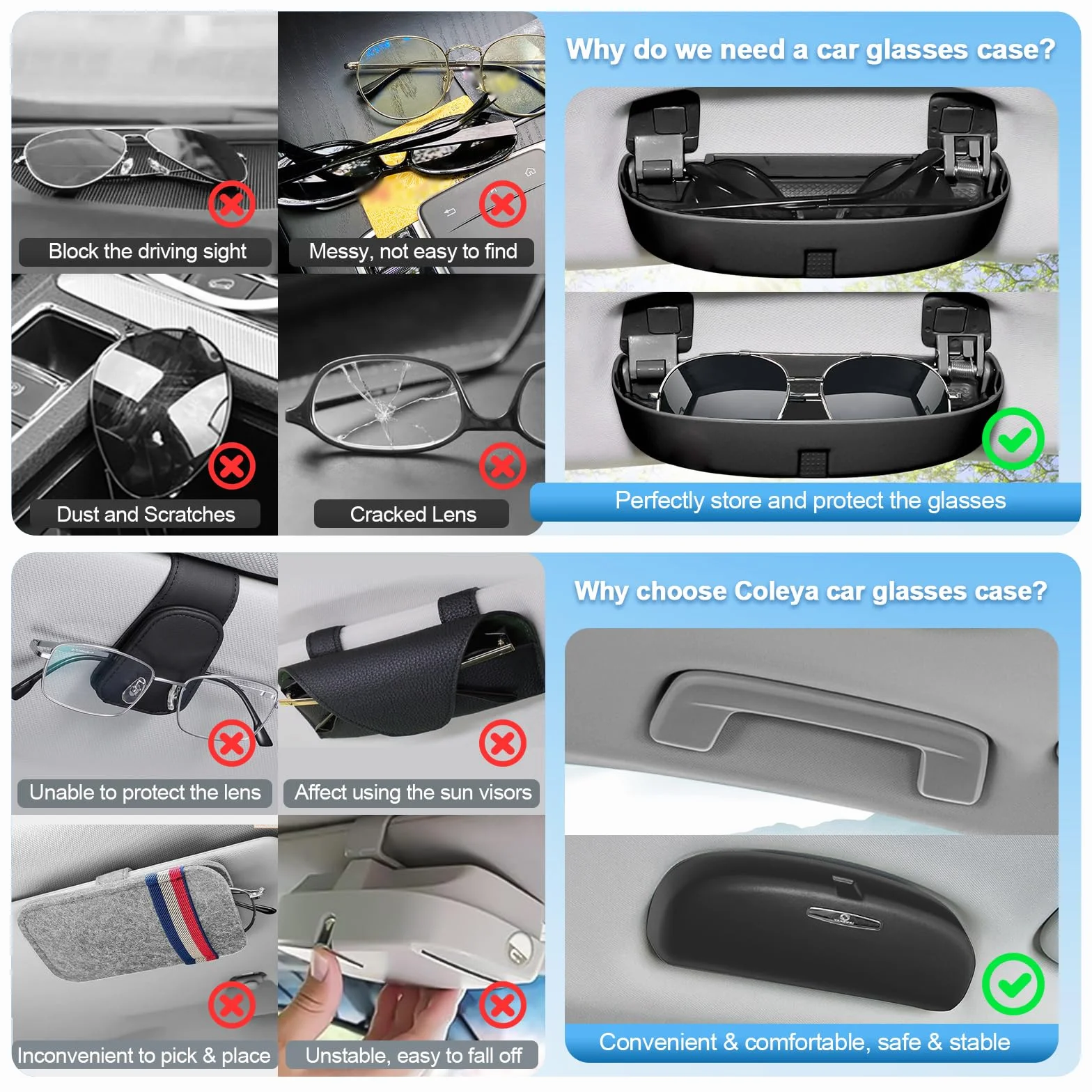 Samochodowe etui na okulary kompatybilne z VW Golf 7 7.5 2013-2019 VW Tiguan 2 2016-2023, uchwyt na okulary przeciwsłoneczne, pudełko do przechowywania okularów, VW Golf 7, akcesoria, etui na