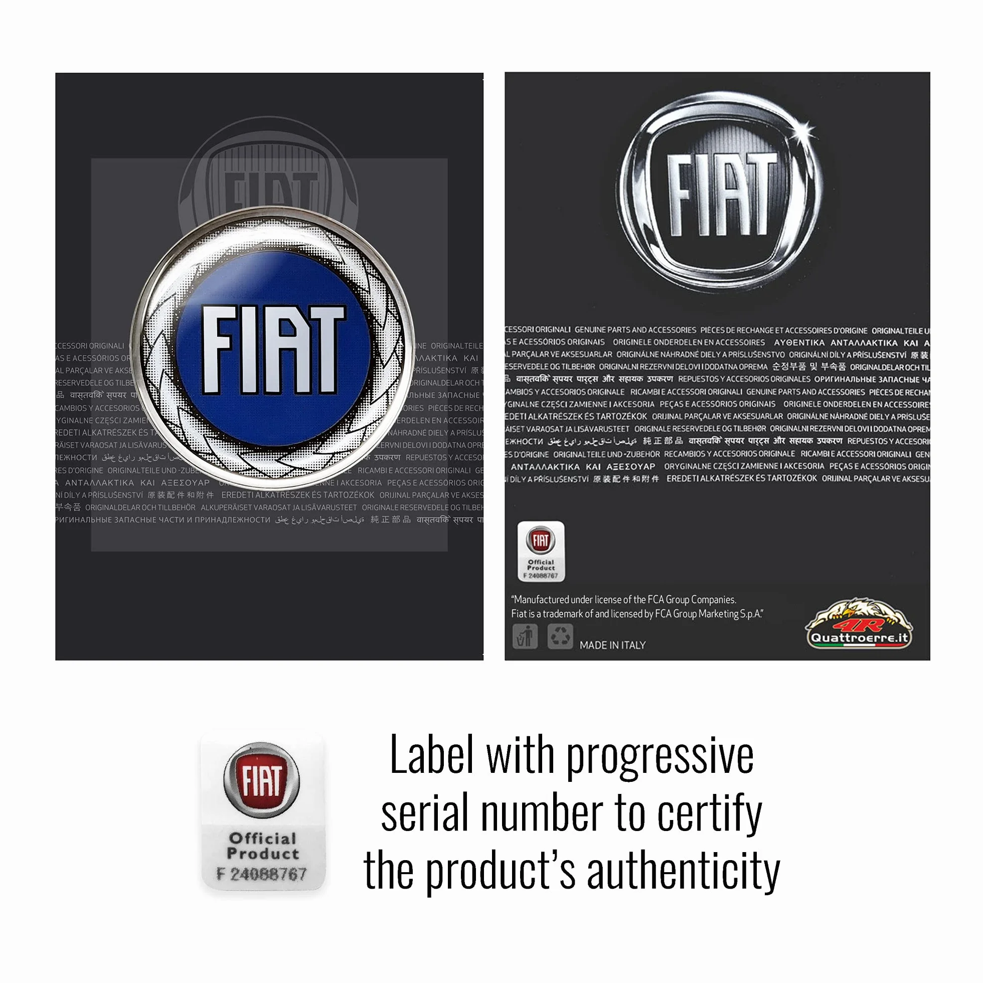 Fiat 21208 Naklejka 3D Logo Niebieskie 58 mm