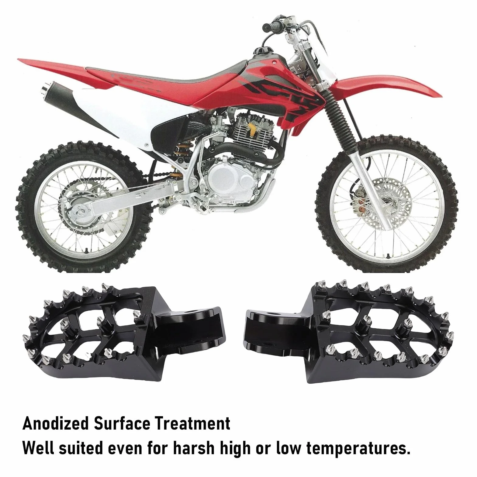 Yosoo Podnóżki Motocyklowe, 1 Para Stopki 7075 Stop Aluminium Dirt Bike z Zestawem Montażowym dla Surron Light Bee X, X260, CRF150F 2003-2019 (BLACK)