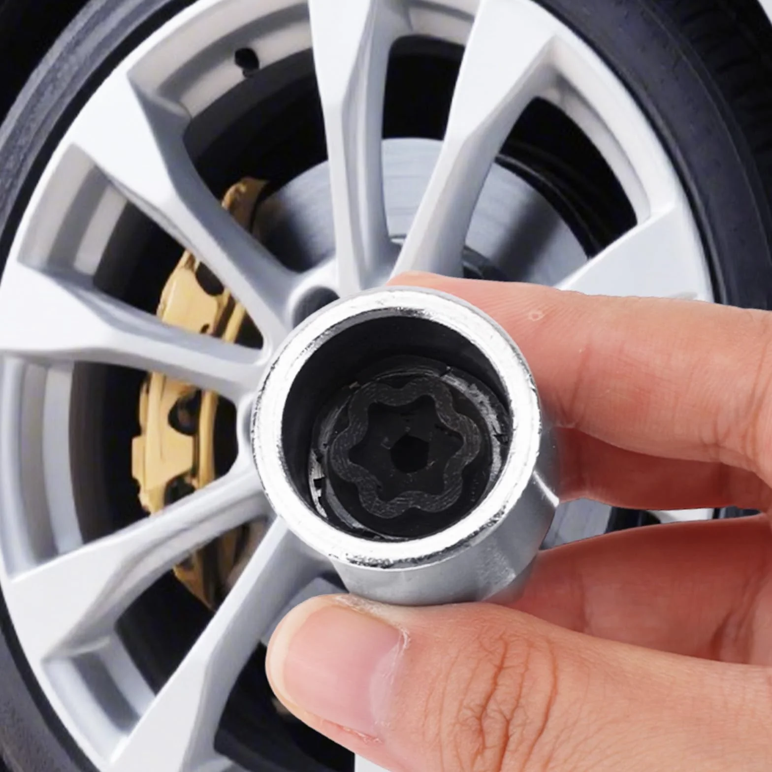 Narzędzie Odkręcania Nakrętek Zabezpieczających Koła D dla Toyota, Stal Węglowa Klucz Antykradzieżowy Nakrętek Zabezpieczających Koła Adapter Demontażu i Montażu Narzędzie Naprawy Samochodów