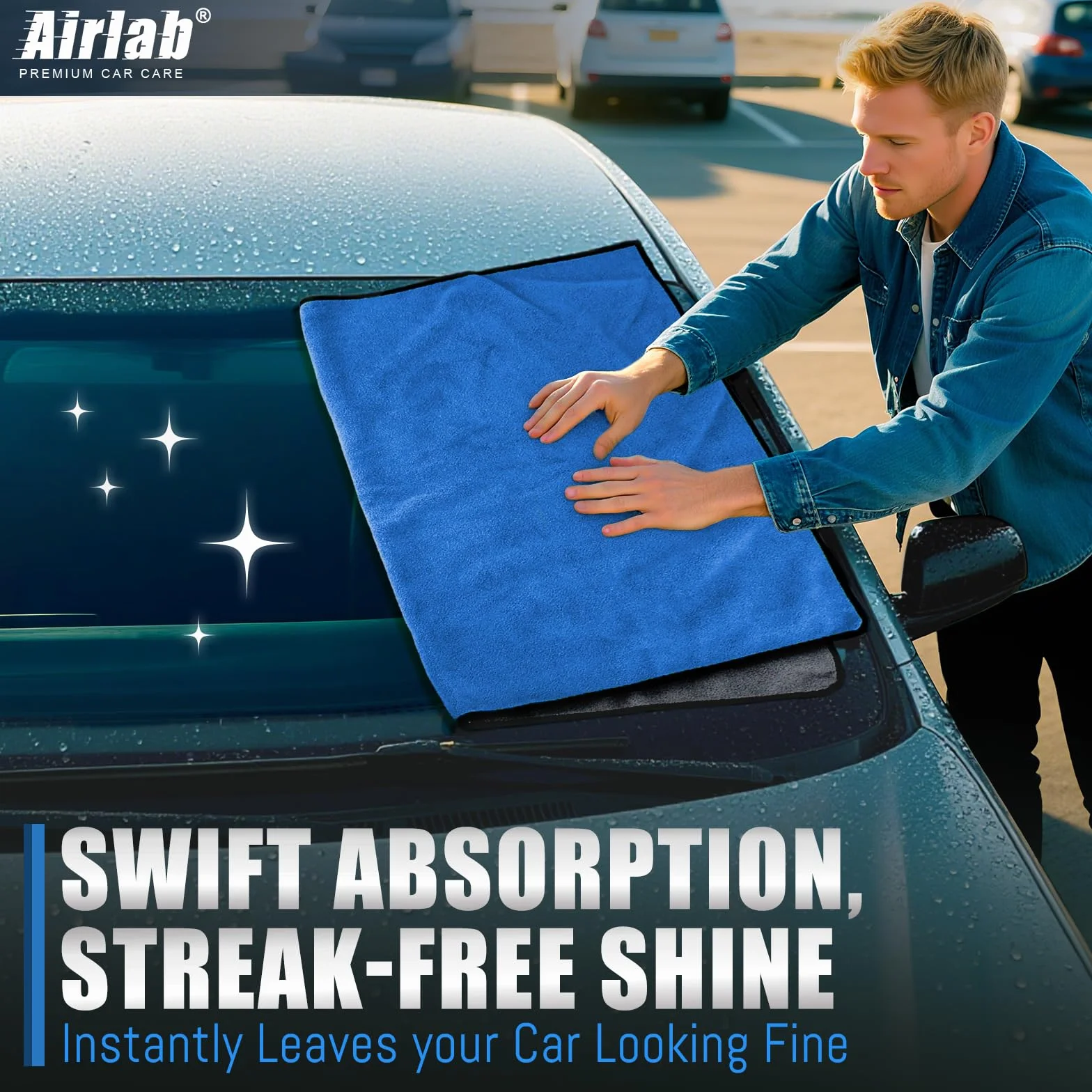 Airlab duże ściereczki z mikrofibry XXL, ściereczki samochodowe z mikrofibry 90x60cm, 500GSM ręczniki do auto detailingu, polerowania motocykli, mycia pojazdów, ultra miękkie i superchłonne
