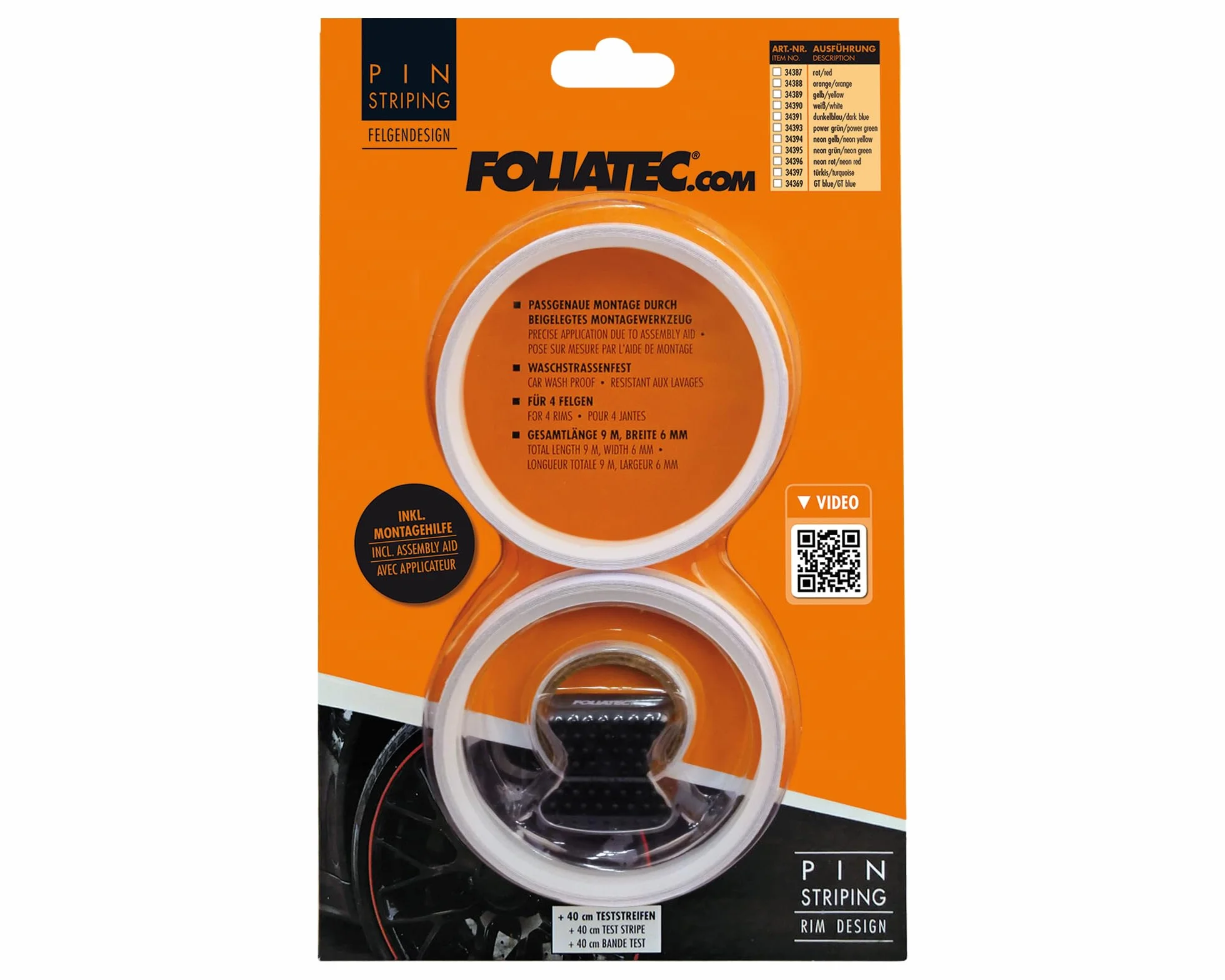 FOLIATEC PIN Striping designerskie paski na felgi samochodowe białe