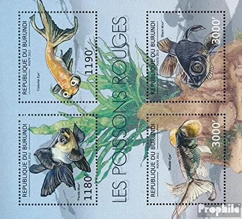 Prophila Collection Burundi 2783-2786 mały łuk (kompletne wydanie) świeży ** MNH 2012 złote rybki (znaczki pocztowe dla kolekcjonerów) zwierzęta wodne