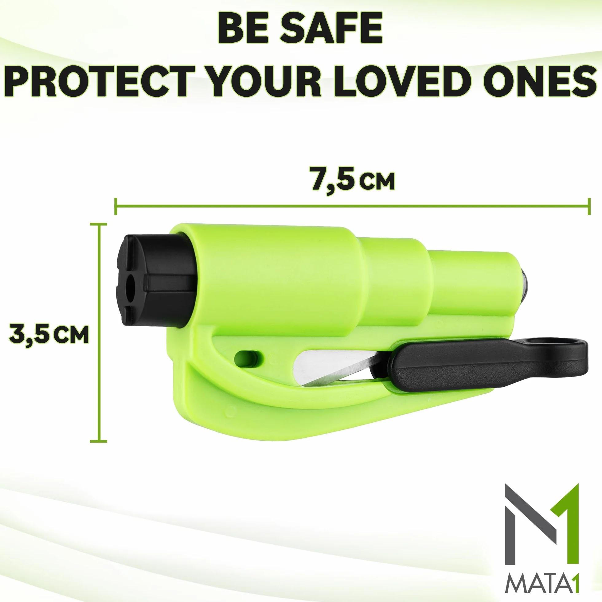 3-in-1 Car Safety Escape Tool Emergency Hammer Seat Belt Cutter Window Glass Breaker 2 Pack Green by Mata1