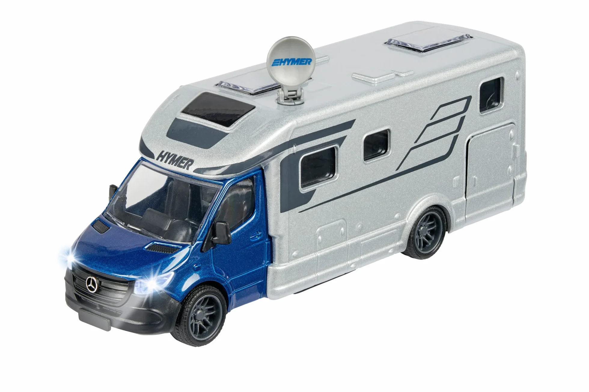 Majorette Grand 213773000 Hymer B-Class Kamper 19 cm, światło i dźwięk, metalowy samochód kempingowy diecast do zabawy na świeżym powietrzu, prezent dla dzieci od 3 lat
