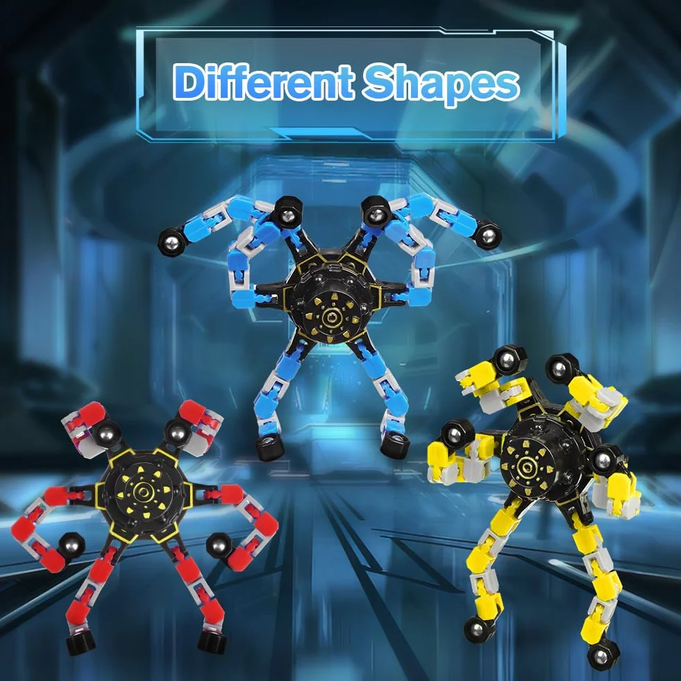 Ainiv Deformable Robot Fidget Spinner Toys, 10 szt. Transformujący łańcuch z palcami, zabawna, kreatywna zabawka Fidget DIY do łagodzenia stresu na palcach dla nastolatków i dorosłych, na imprezę
