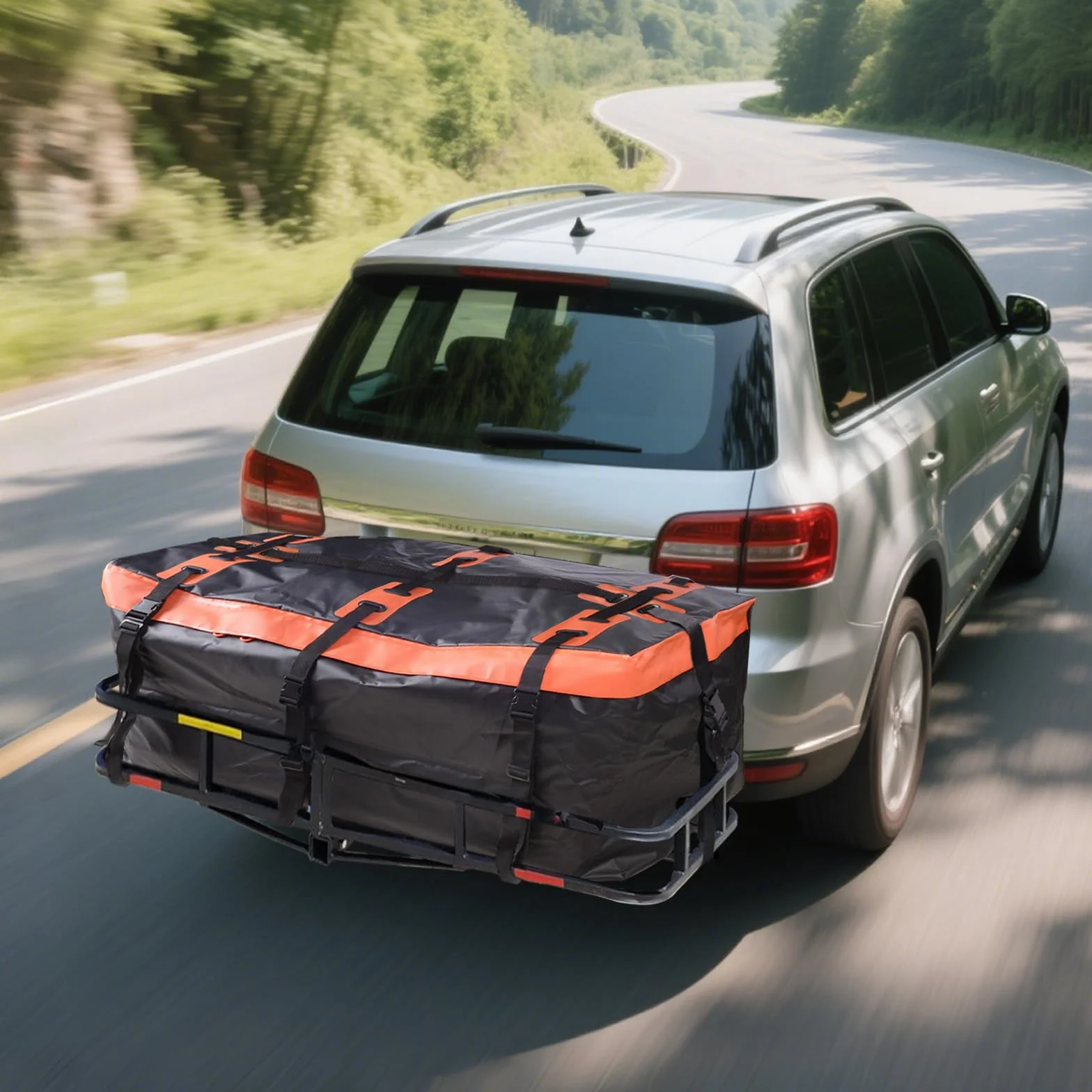 Bagażnik dachowy, tylny bagażnik na hak holowniczy, 425 litrów Pro 600D PVC Cargo Rooftop Box, wodoszczelny, odporny na rozerwanie, składany bagażnik