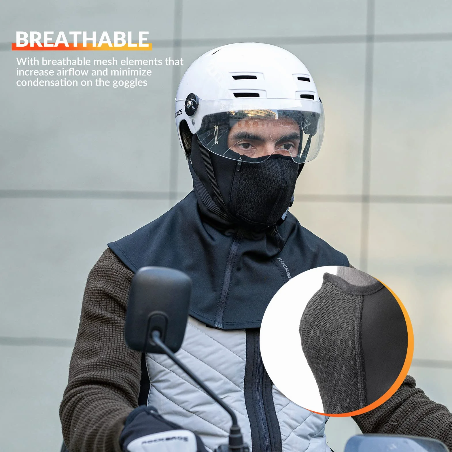 ROCKBROS Kominiarka Motocyklowa Zimowa Maska Narciarska Oddychająca Wiatroszczelna 54-63 cm