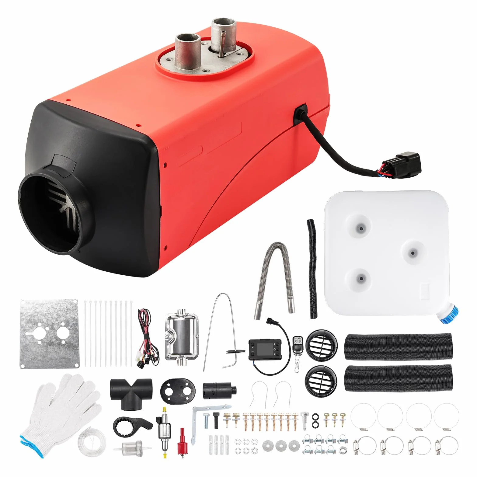 12V 5KW Air Diesel Heater, zestaw ogrzewania postojowego z tłumikiem LCD Wyświetlacz Zdalne sterowanie, Nocne ogrzewanie Diesel Ciche dla samochodów Przyczepy kempingowe Ciężarówki Łodzie Autobusy
