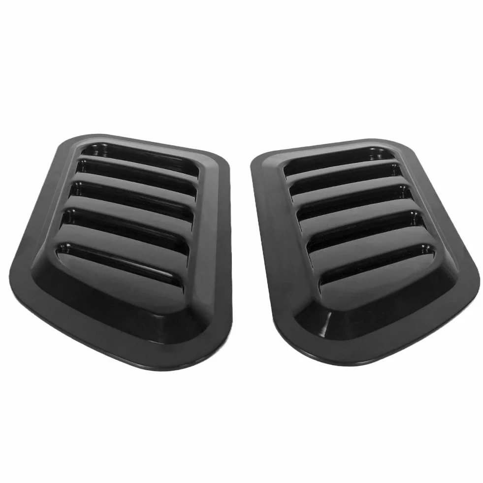 QWORK® łopata wlotu powietrza, dekoracyjna łopata wlotu powietrza do samochodu Turbo maska ​​odpowietrzająca osłona odpowietrznika, wlot powietrza do samochodu, czarny, 2 sztuki