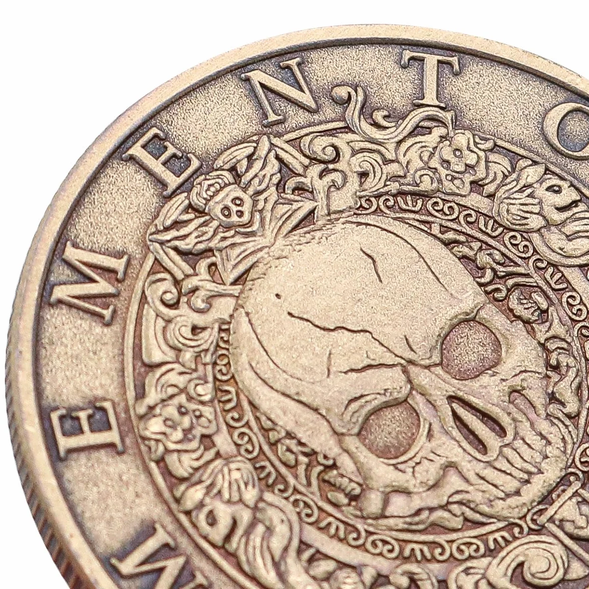 Alnicov Monety kolekcjonerskie, medal Memento-Mori, Carpe Diem, pamiątkowe monety stoicyzmu, antyczne wykończenie, oficjalny prezent do codziennej praktyki stoickiej