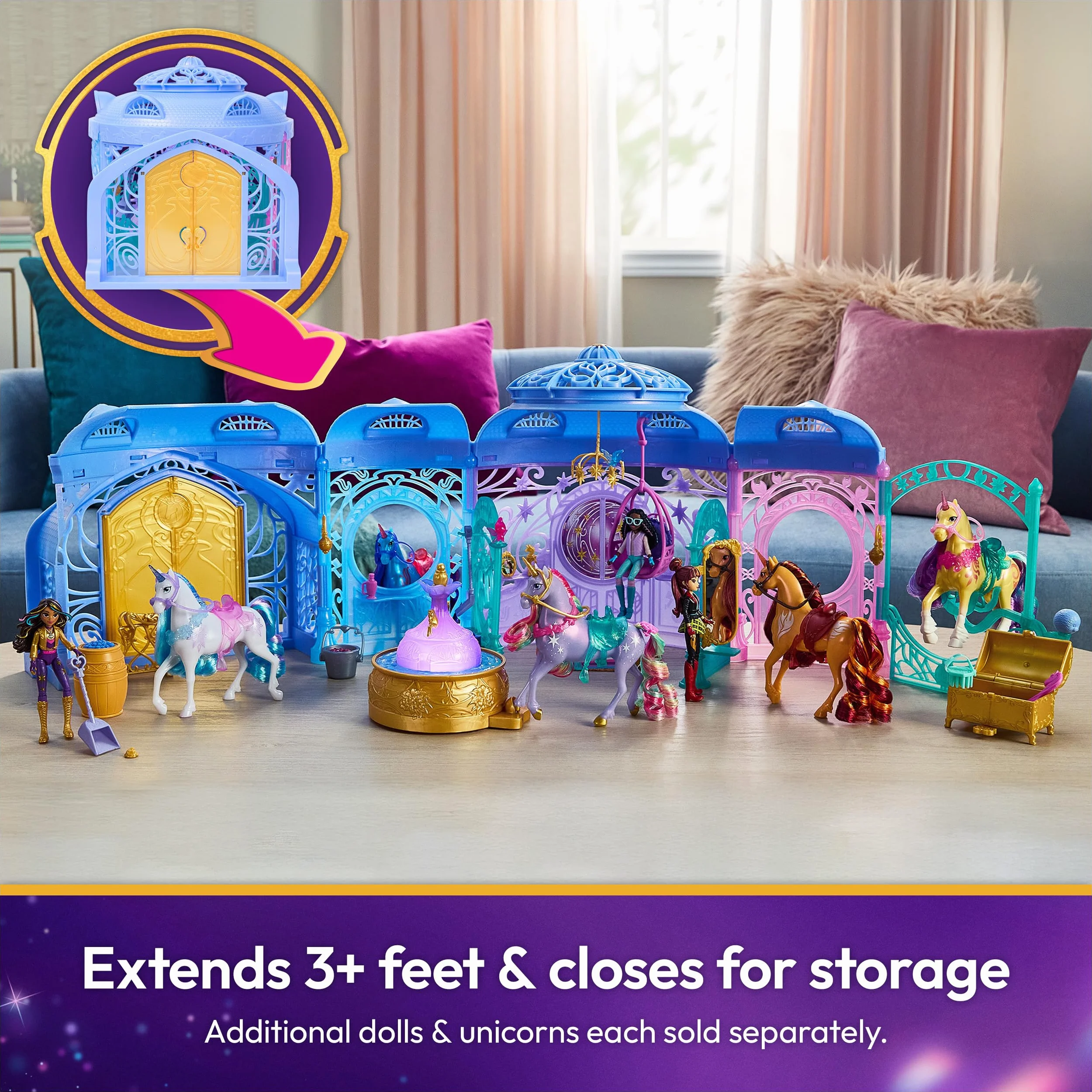 Unicorn Academy 6072449 Small Dolls Stable Playset, wielokolorowy