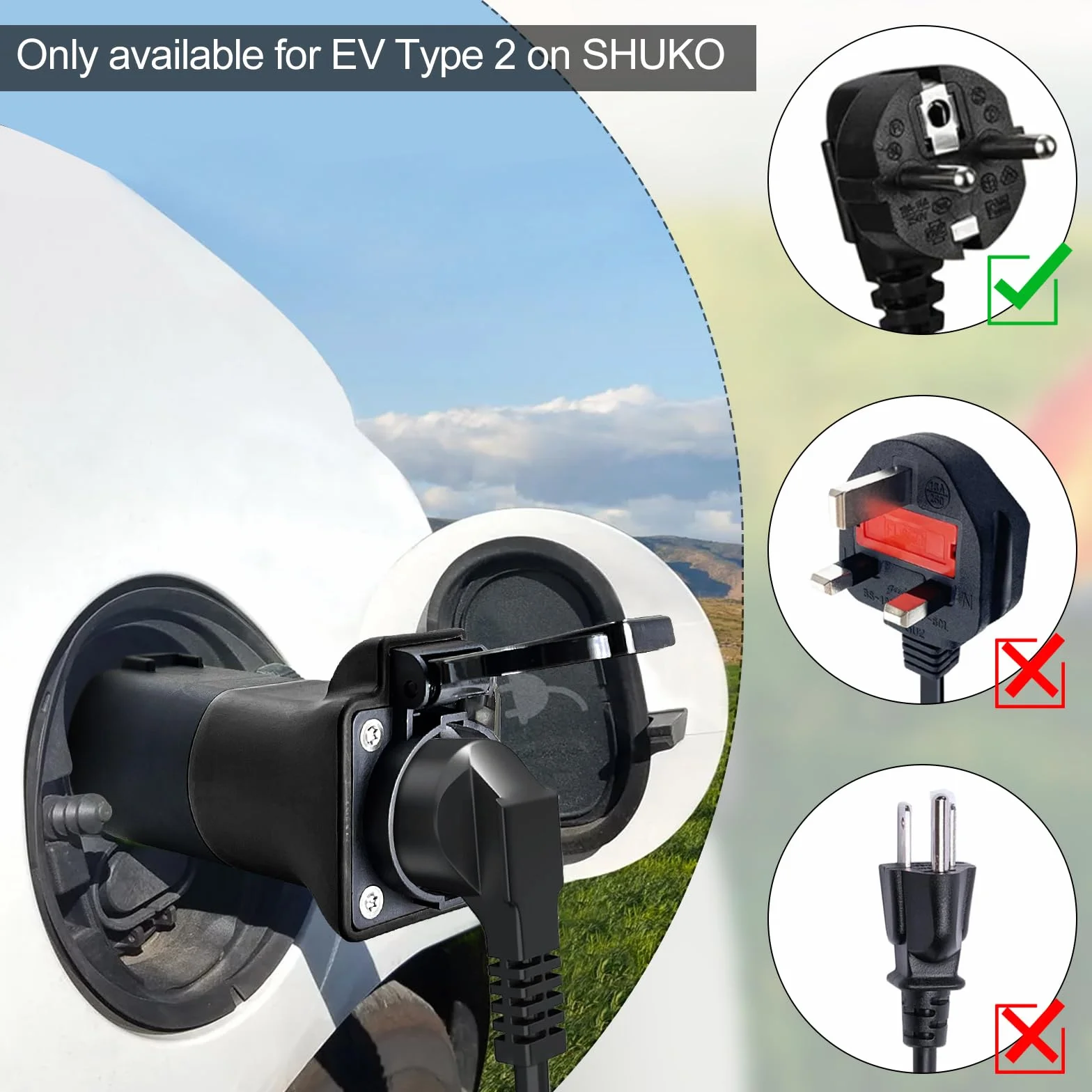 Adapter typu 2 na Schuko V2L, EV typ 2, dicharger, kompatybilny z modelami MG4, MG5 i MG Marvel R, do samochodów elektrycznych MG