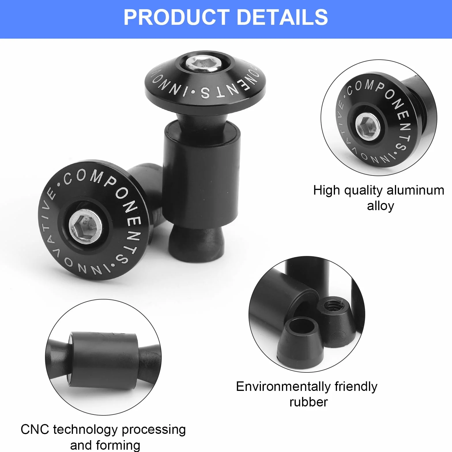 Uniwersalne aluminiowe końcówki kierownicy motocykla CNC 22 mm (7/8) ochrona przed wstrząsami