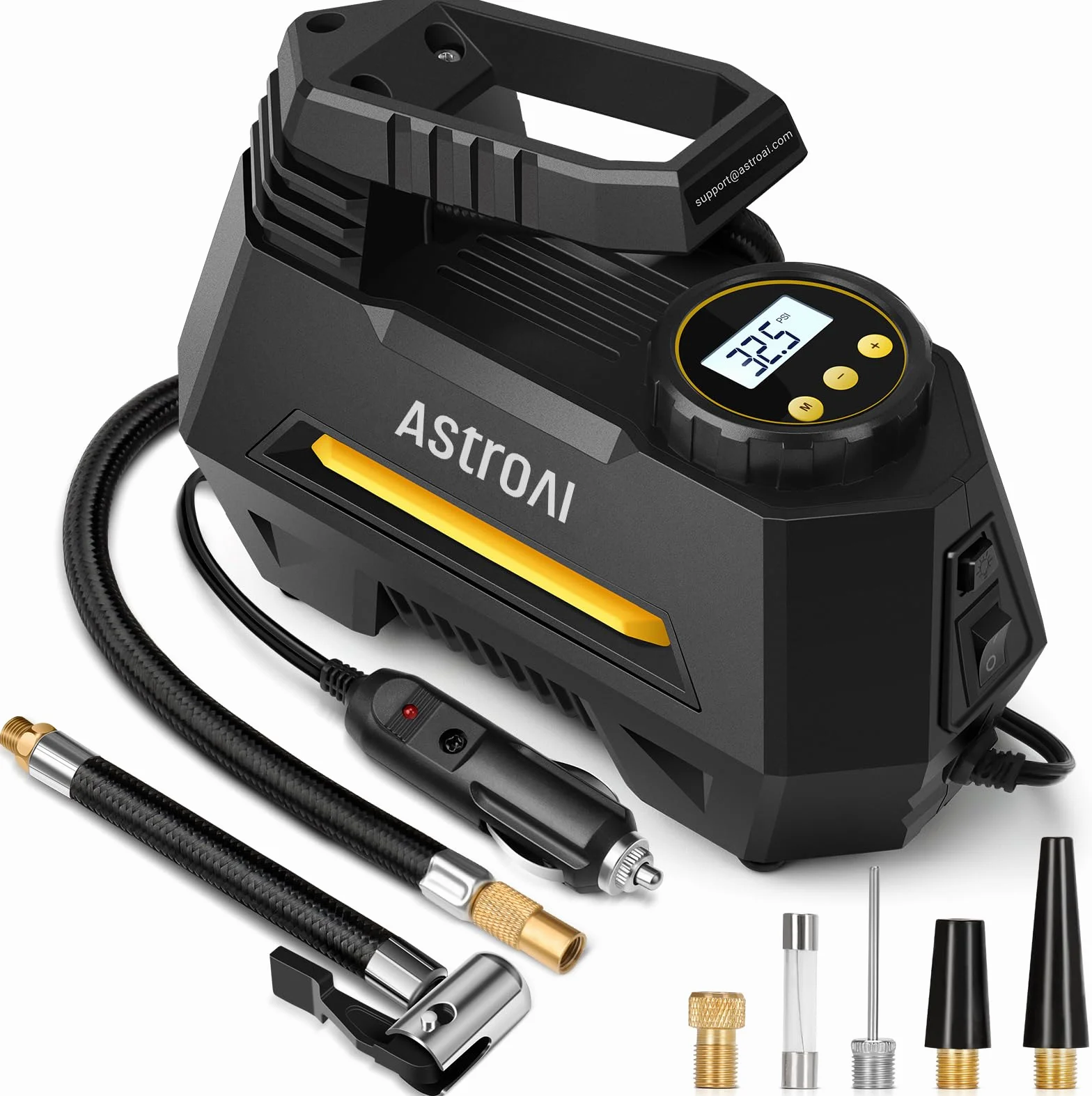 AstroAI Samochodowa pompka powietrza elektryczna cyfrowa przenośna 12 V DC ekran LCD