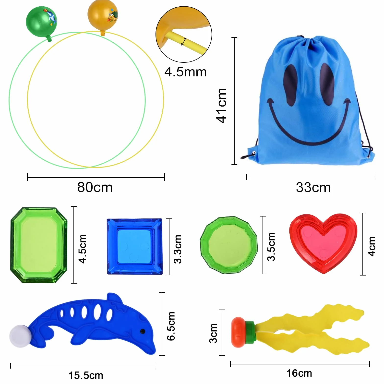 Faburo 20 szt. pierścieni do nurkowania dla dzieci, pierścień do nurkowania pod wodą, zabawka do nurkowania, zestaw zabawek do nurkowania, z kamieniami szlachetnymi, torba do przechowywania dla