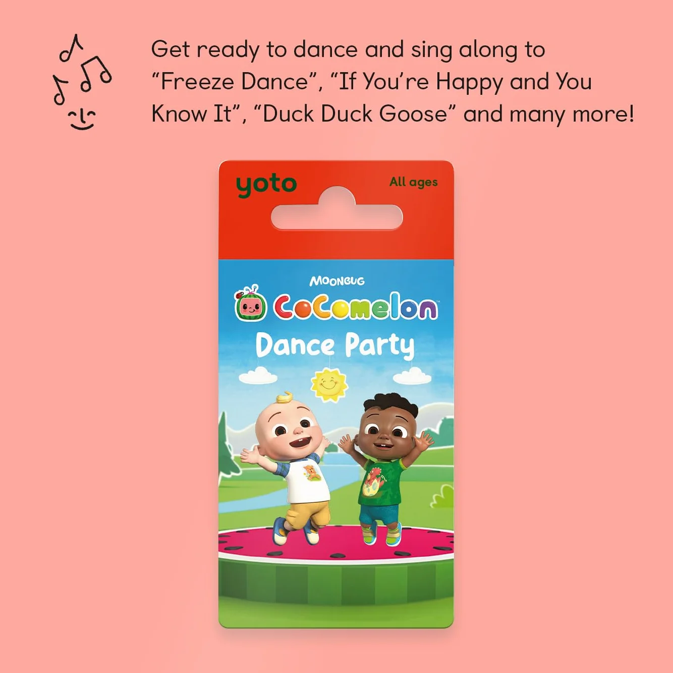 Yoto CoCoMelon Dance Party - audiobook w języku angielskim z muzyką i historiami dla Yoto Player i Mini, w tym quizy edukacyjne dla dzieci w każdym wieku.