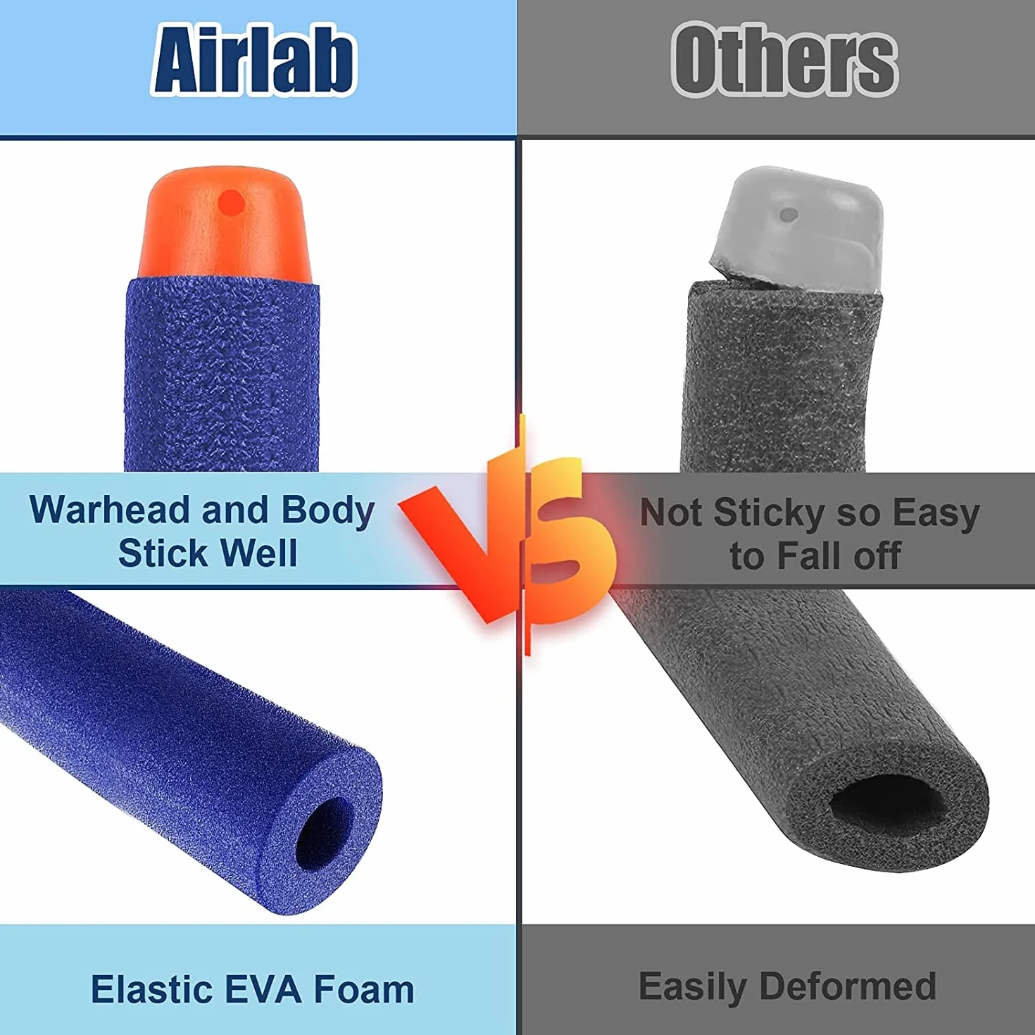 Airlab 400 pocisków do pistoletów Nerf, 7,2 cm piankowe lotki do miotaczy X shot N-Strike elite 2.0, akcesoria do amunicji do pistoletów zabawkowych
