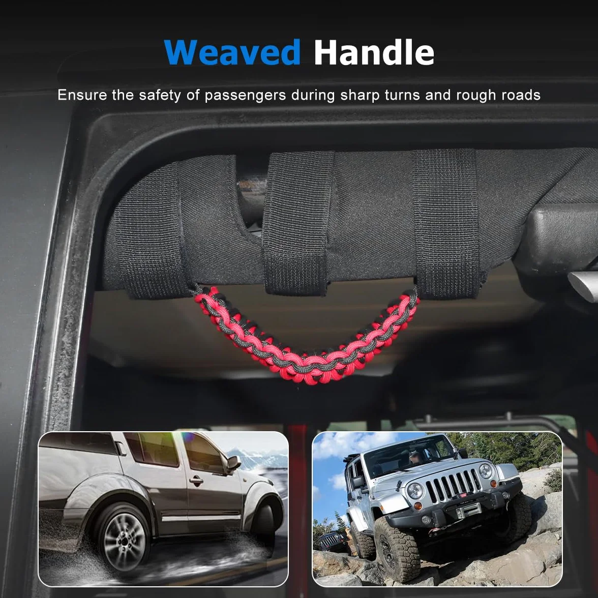 Uchwyty kompatybilne z Wrangler JK YJ TJ CJ JK JL JLU, uchwyty samochodowe, czerwone
