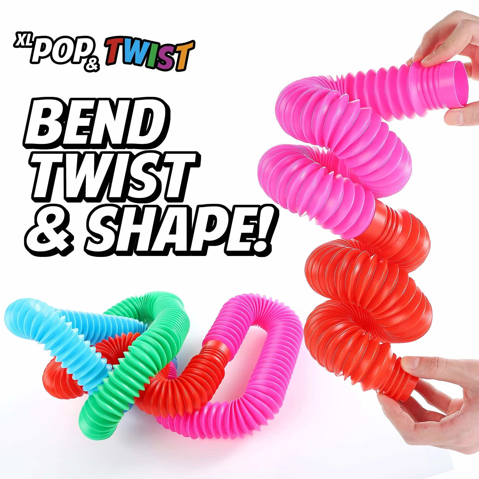 Fidget Pop Tube zabawki dla dzieci i dorosłych, 4 sztuki bardzo duże pop wielokolorowy tuby (toobs) sensoryczna zabawka