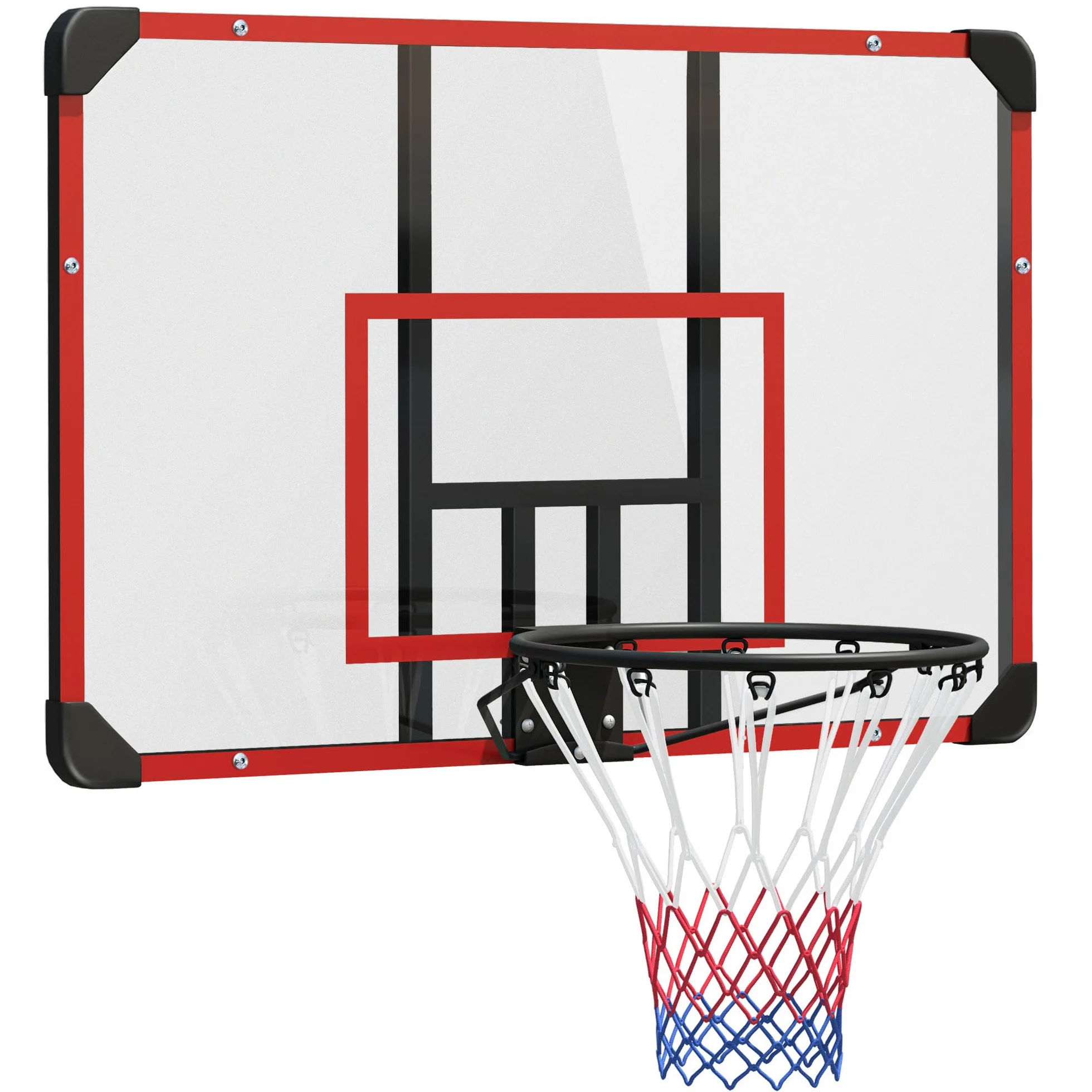 SPORTNOW Basketballkorb mit Rückwand, Outdoor Basketballbrett mit Ø45 cm Stahlkorb und Netz, Wandmontage, Basketball Board für Jugendliche Erwachsene