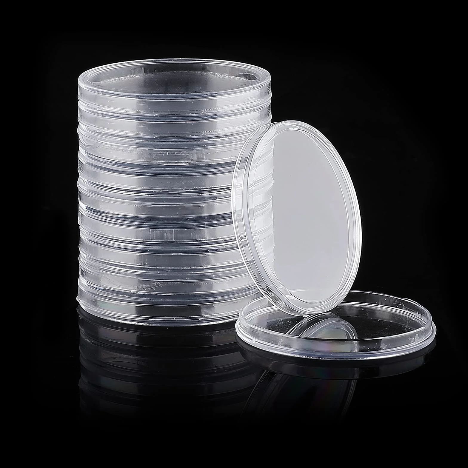 Prasacco 20 szt. 40 mm kapsułki na monety przezroczyste plastikowe uchwyty na monety etui na monety do zbierania monet