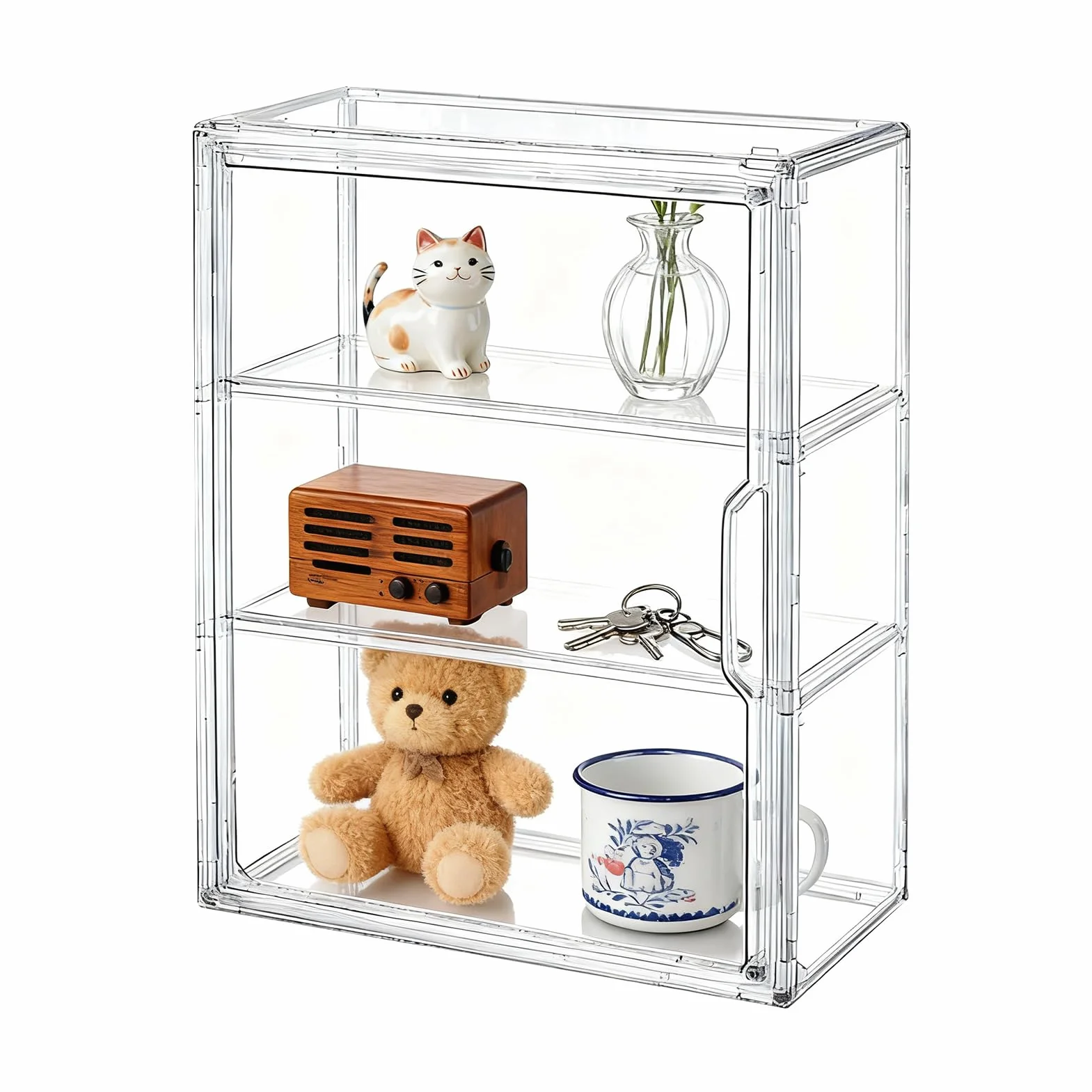 Gablota na miniatury, akrylowy organizer dla lalek z magnetycznymi drzwiami, pudełko do przechowywania figurek z wyjmowaną półką, do domu, mieszkania, szkoły, książek, , lalek, figurek