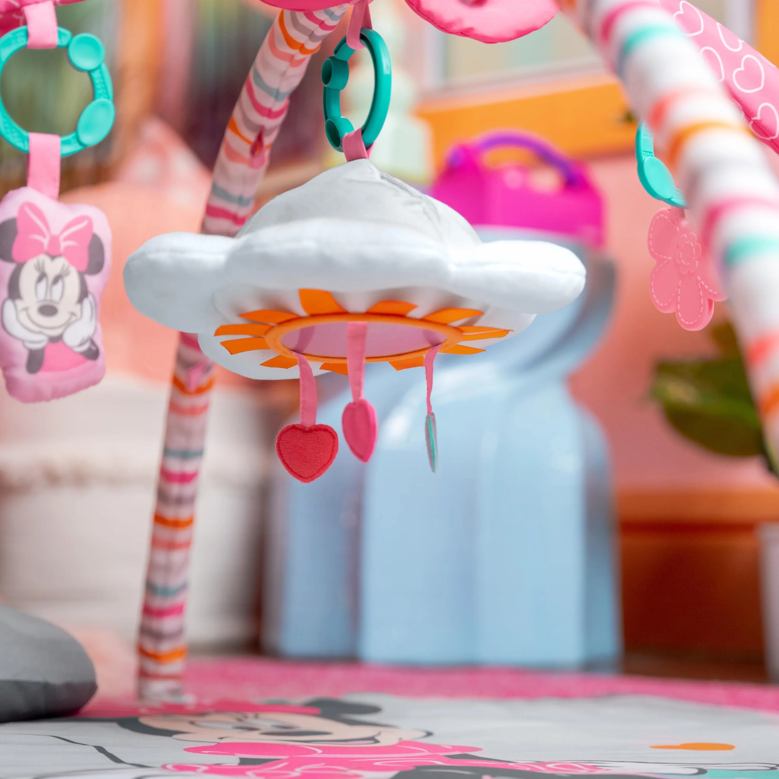 Bright Starts, Disney Baby MINNIE MOUSE Forever Besties z muzyką i światłami, róża, noworodki i nie tylko