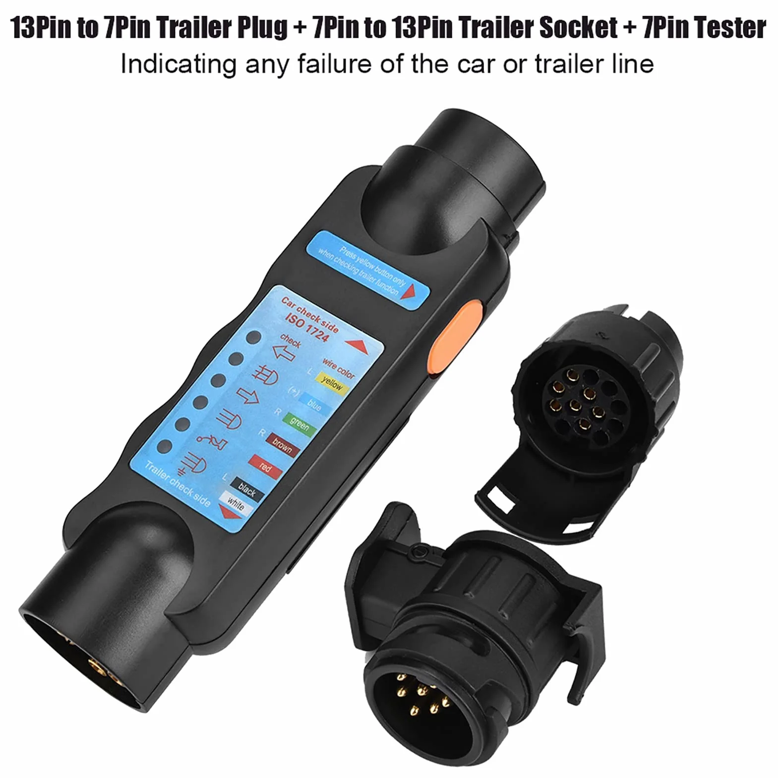 Tester wtyczki przyczepy 7 pin 13 Pin 12 V do europejskich przyczep