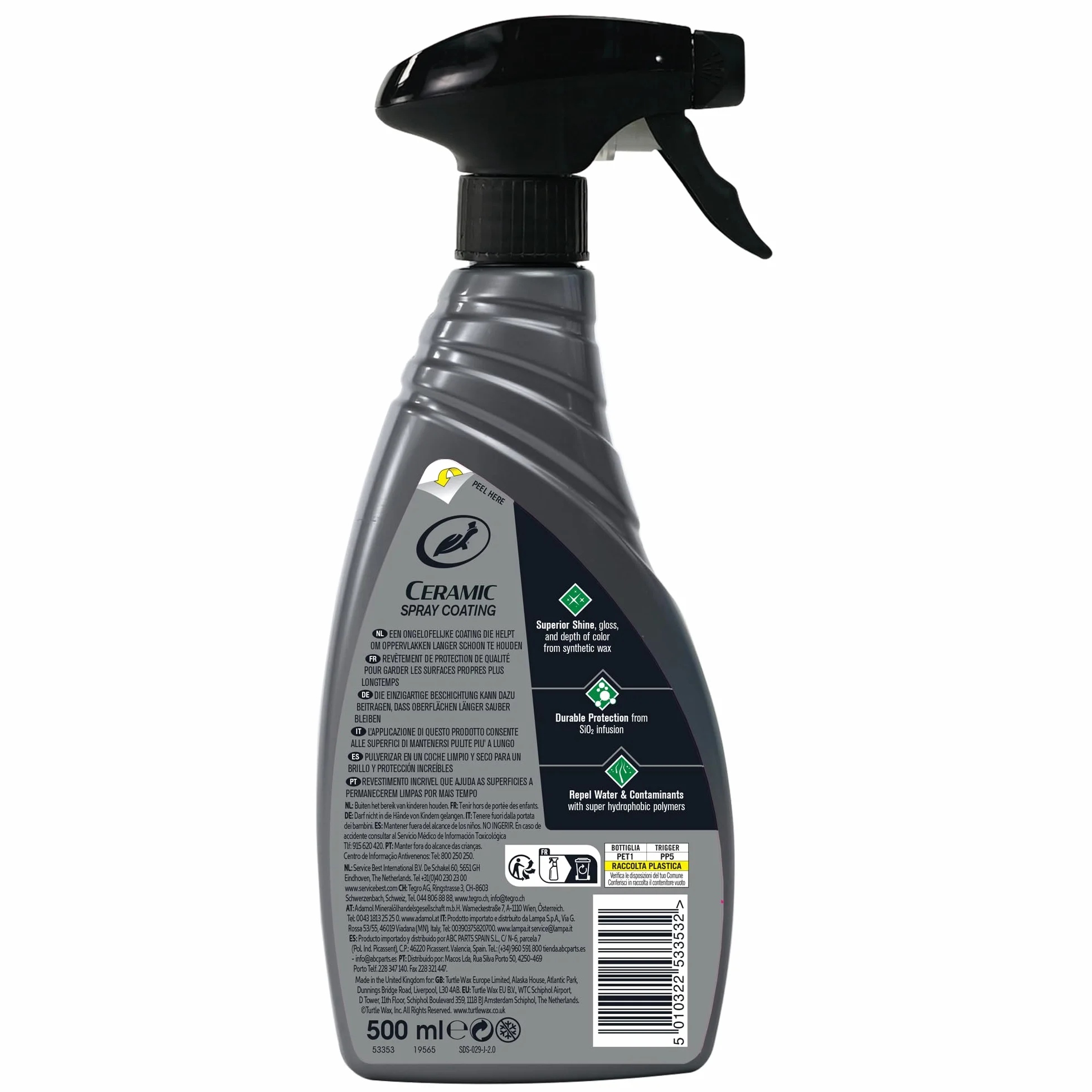 Ceramiczna powłoka w sprayu Turtle Wax Hybrid Solutions, 500 ml, zapewnia niesamowity połysk i ochronę, ekstremalne właściwości perlenia wody, poprawia wykończenie Twojego samochodu