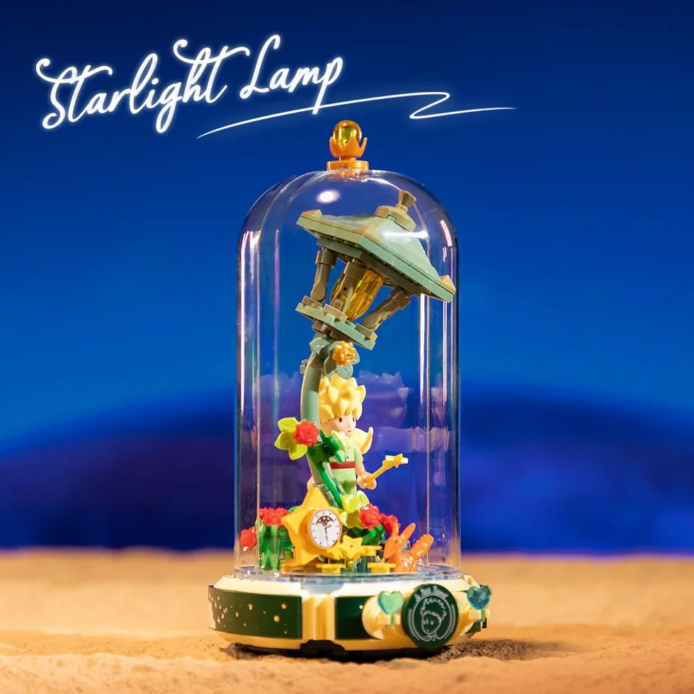 PANTASY Le Petit Prince zestaw klocków Lampa Gwiezdna - Kreatywny model DIY z minifigurką i przezroczystą osłoną ochronną. Idealny prezent dla dorosłych i dzieci. Premium klocki do dekoracji domu