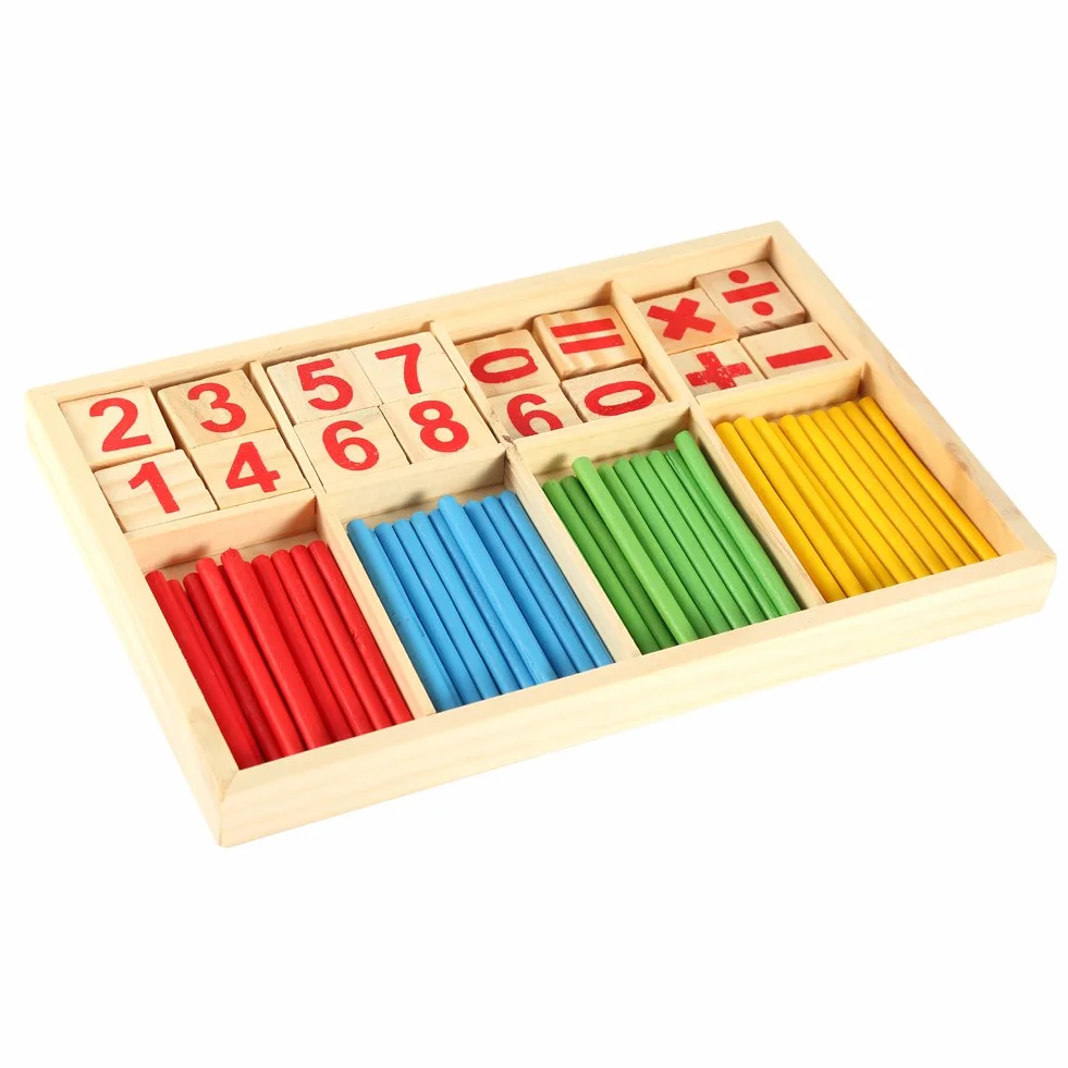 Kolorowe drewniane zabawki dla dzieci, zabawki do matematyki, zabawki edukacyjne, klocki, pręty liczące, drewniana inteligencja matematyczna, wielokolorowa