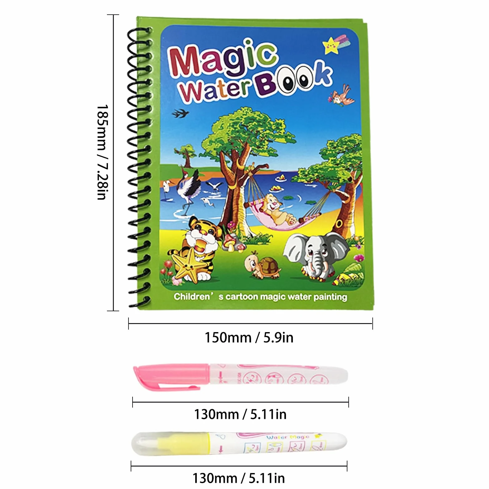 Zestaw 4 kolorowanek wodnych z magicznymi efektami – Wielokrotnego użytku kolorowanki wodne z magicznymi efektami kolorystycznymi – Niekończąca się zabawa kolorami z technologią Water Wow