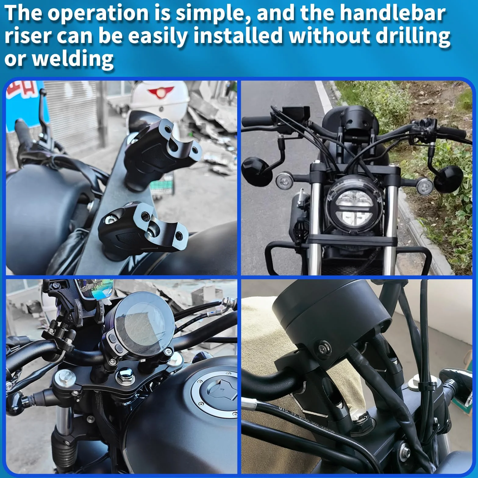 Podnośnik kierownicy motocykla, zmodyfikowane części kierownicy 45 mm wysokość do HO&ND&A Rebel CMX 1100 CMX 500 CMX 300 CMX 250 akcesoria 2017 2018 2019 2020 2021 2022 2023 2024 2024 2019