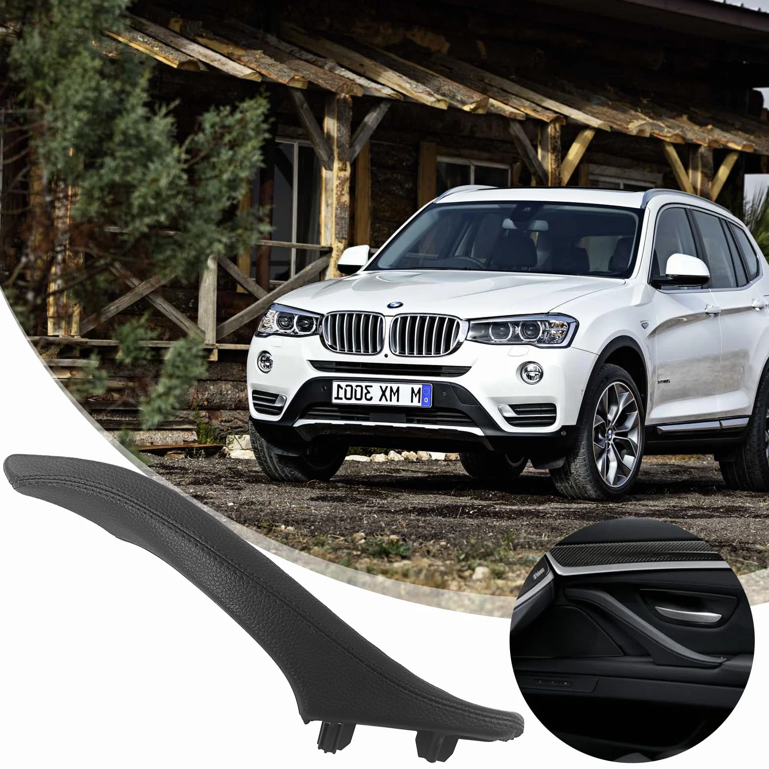 Skórzana klamka boczna do BMW serii 5, skórzana osłona klamki bocznej do drzwi 5 F10 F11 F18 51417225852 prawy samochód do wnętrza samochodu pasażera, skóra, uchwyt do ciągnięcia, kolor czarny