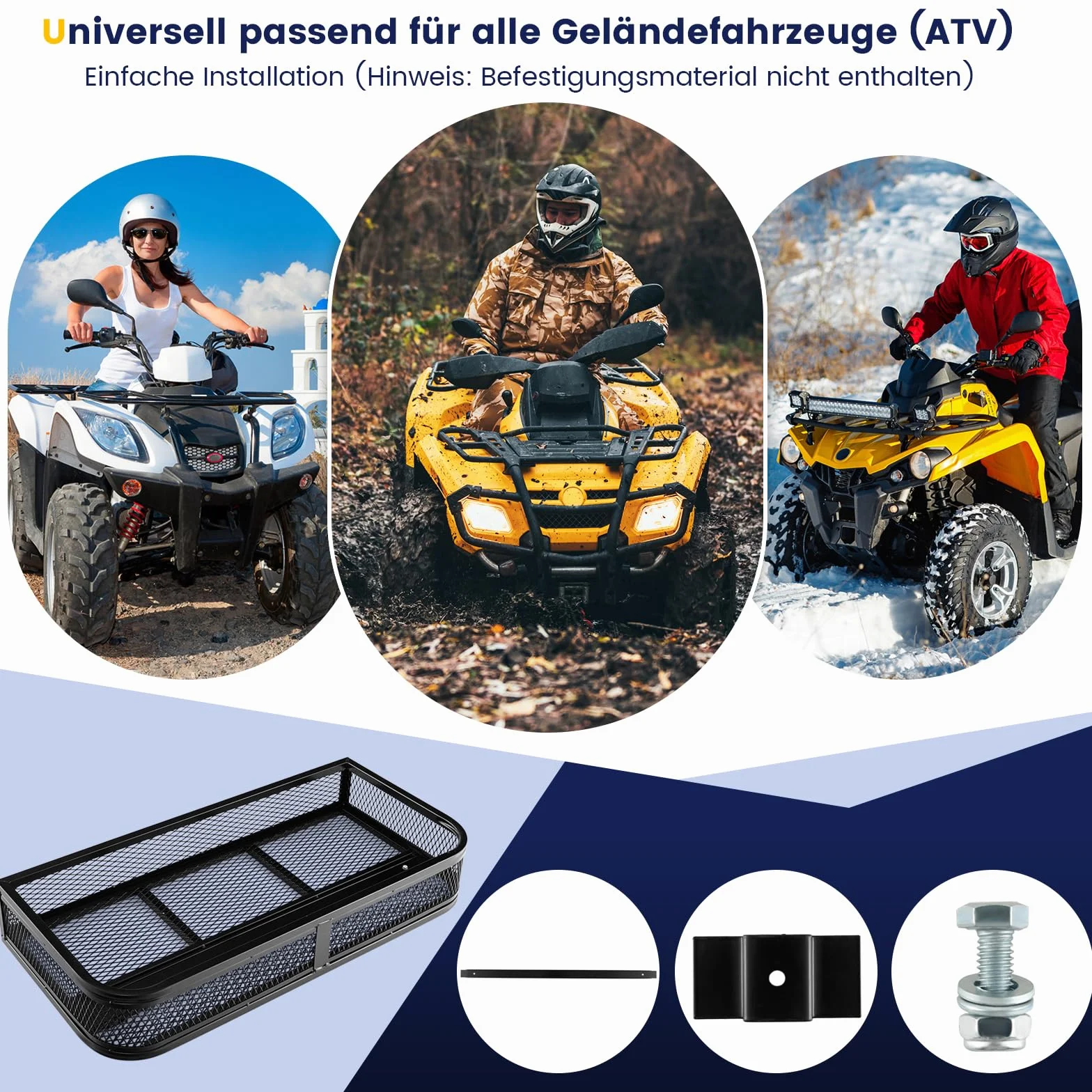 COSTWAY ATV, kosz na bagażnik przedni, kosz na bagażnik, ATV/UTV, przechowywanie akcesoriów, 92 x 44 x 16,5 cm
